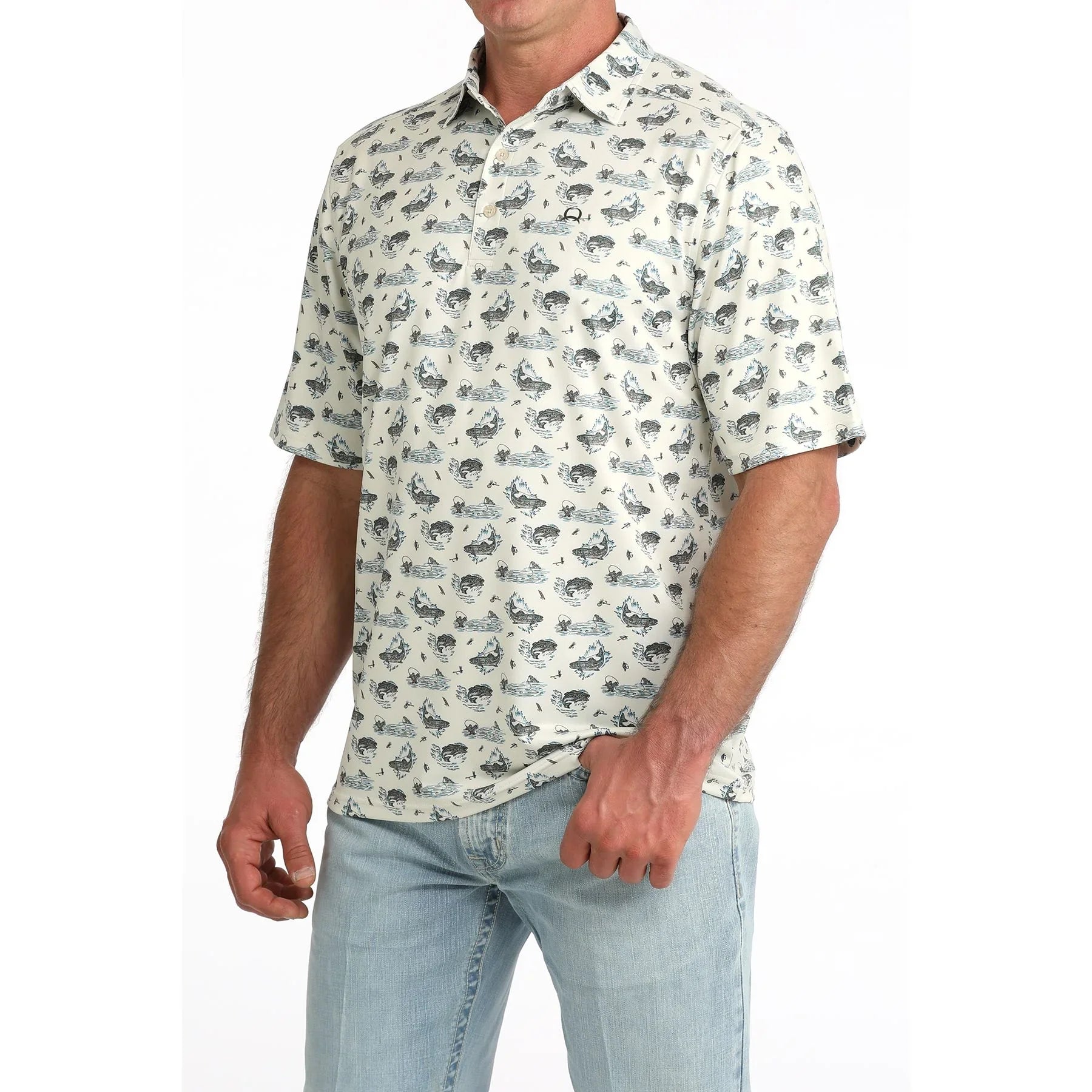 Men's Cinch Arenaflex Fly Fishing Polo MTK1865047