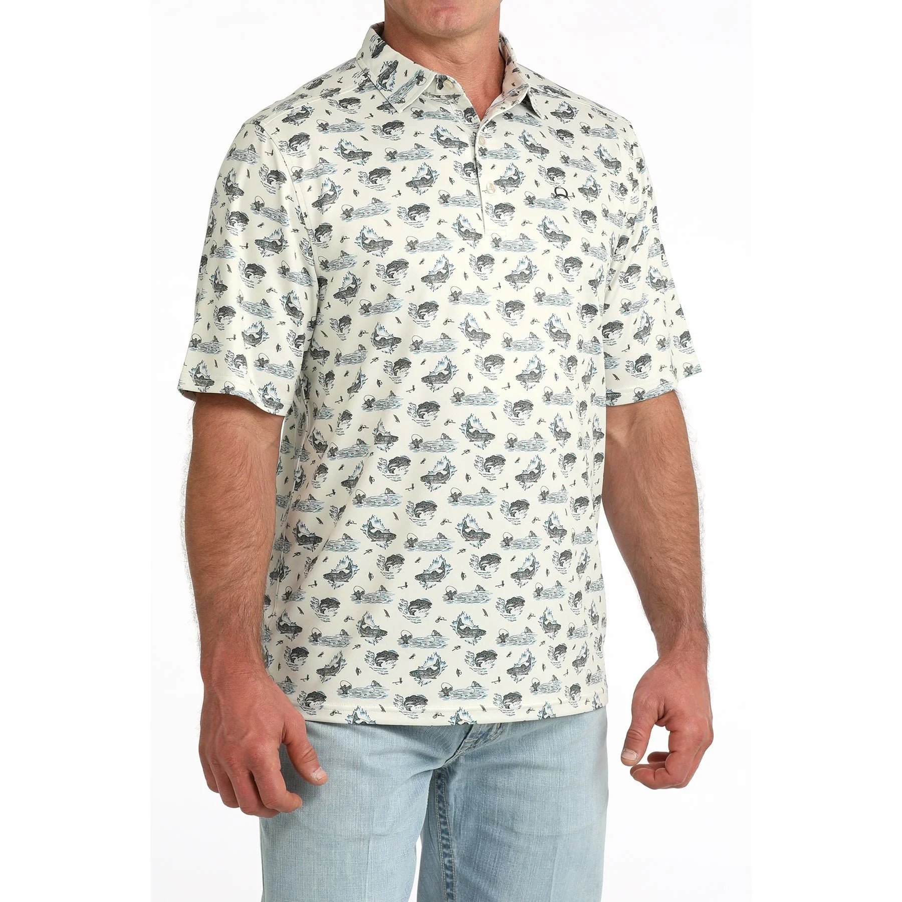Men's Cinch Arenaflex Fly Fishing Polo MTK1865047