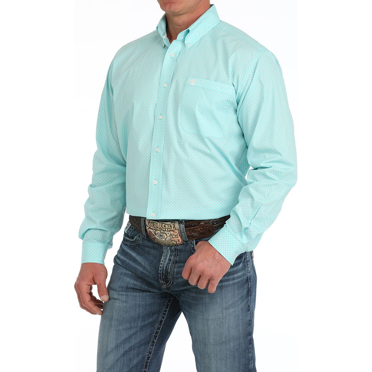 Men's Cinch Teal Long Sleeve Shirt MTW1105905 - Crazy House Western Wear