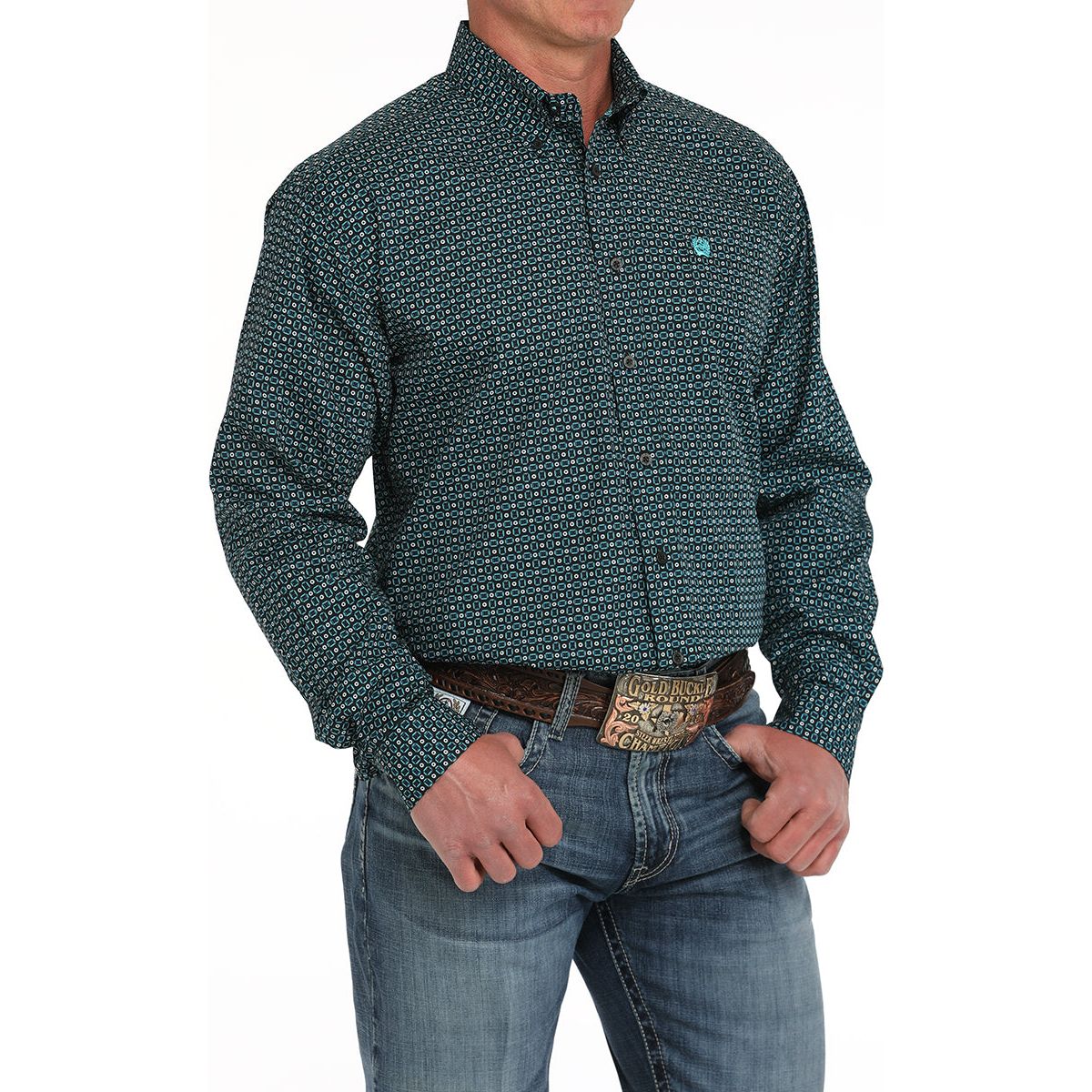 Men's Cinch Green Long Sleeve Button Up MTW1105906 - Crazy House Western Wear