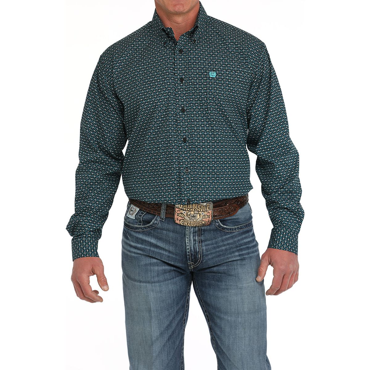 Men's Cinch Green Long Sleeve Button Up MTW1105906 - Crazy House Western Wear