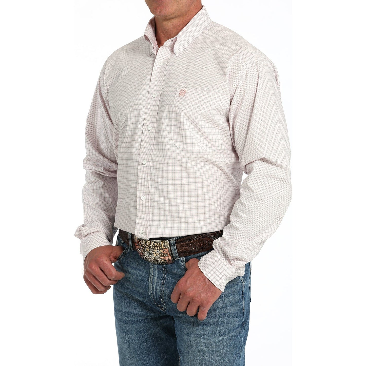Men's Cinch Button Up White Long Sleeve Shirt MTW1105912 - Crazy House Western Wear