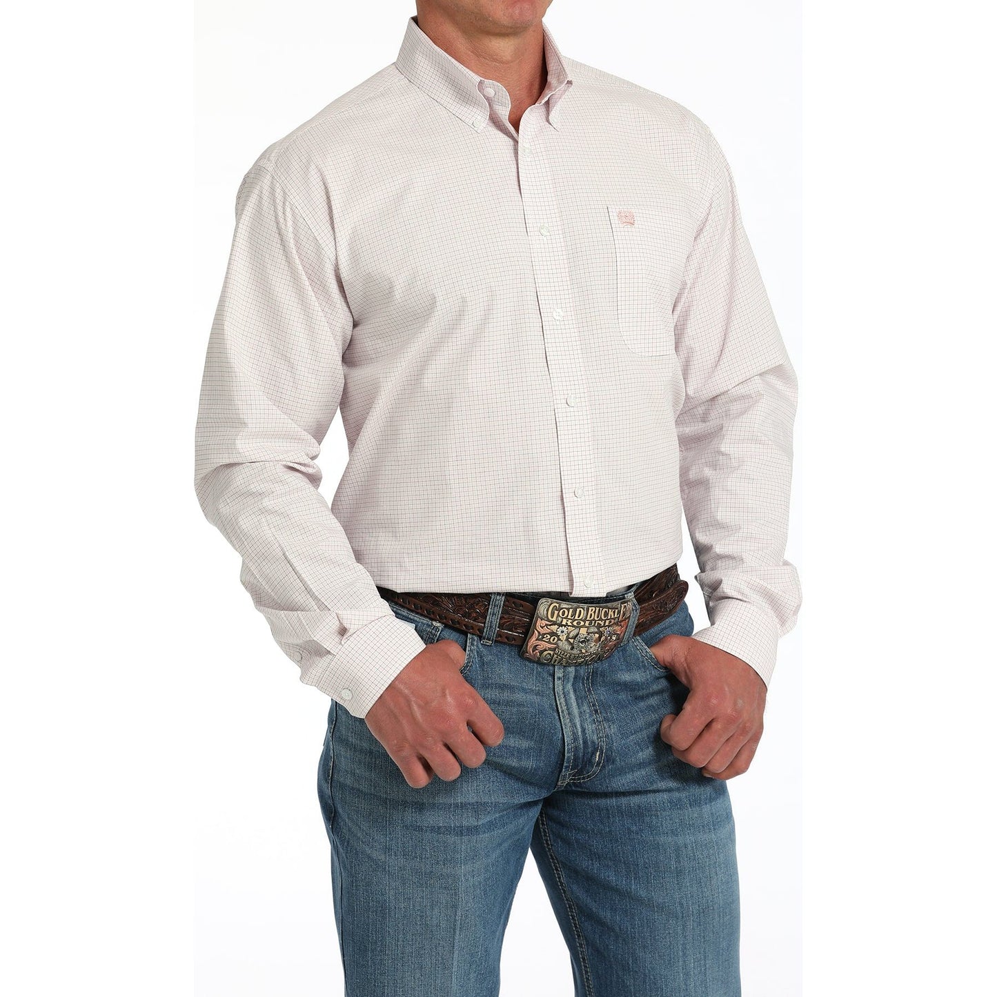 Men's Cinch Button Up White Long Sleeve Shirt MTW1105912 - Crazy House Western Wear
