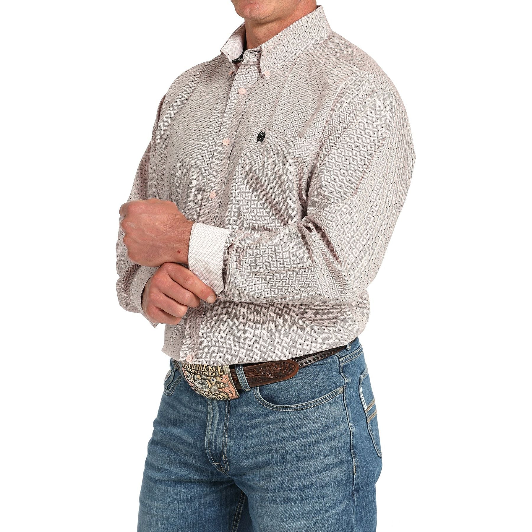 Men's Cinch Cream Patterned Long Sleeve Shirt MTW1105913 - Crazy House Western Wear