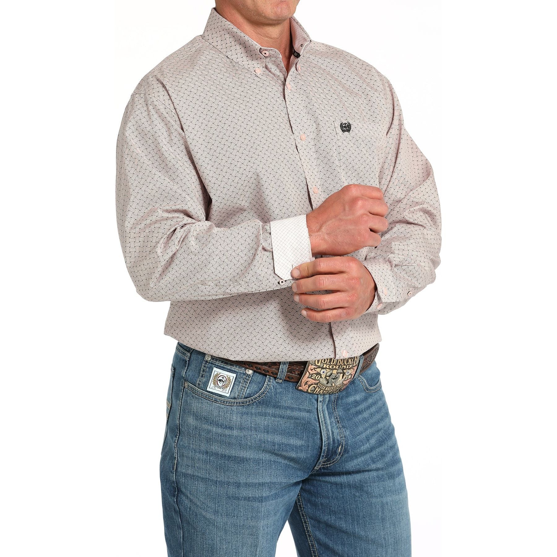 Men's Cinch Cream Patterned Long Sleeve Shirt MTW1105913 - Crazy House Western Wear