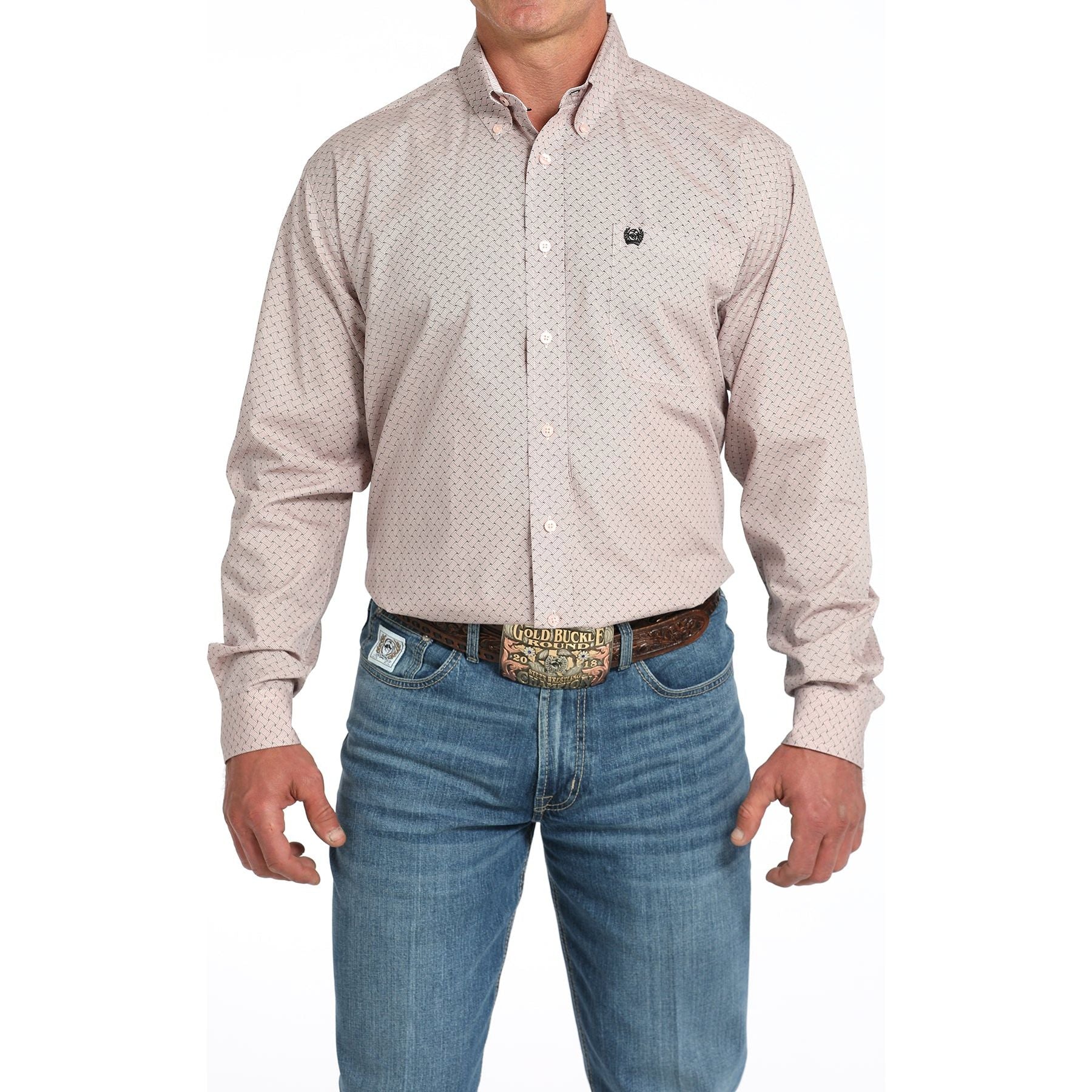 Men's Cinch Cream Patterned Long Sleeve Shirt MTW1105913 - Crazy House Western Wear