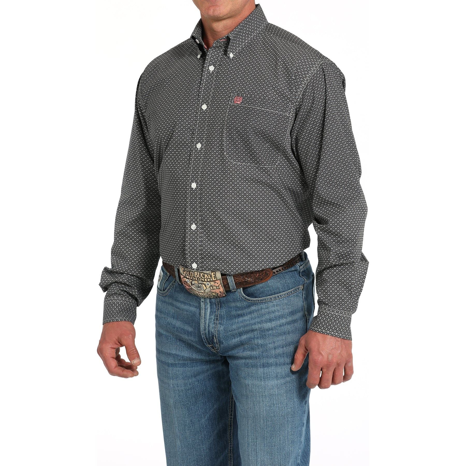 Men's Cinch Grey/Black Long Sleeve shirt MTW1105914 - Crazy House Western Wear