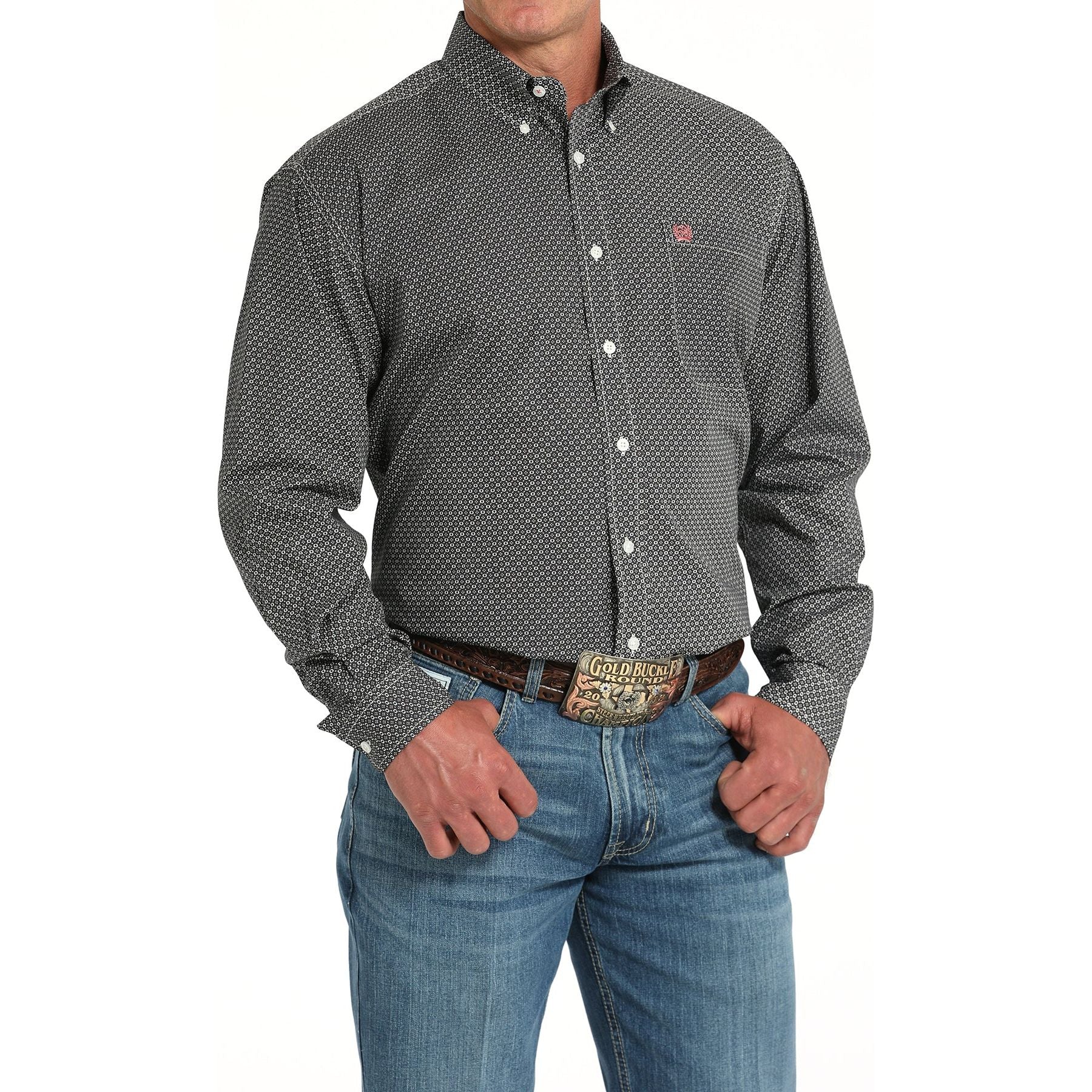 Men's Cinch Grey/Black Long Sleeve shirt MTW1105914 - Crazy House Western Wear