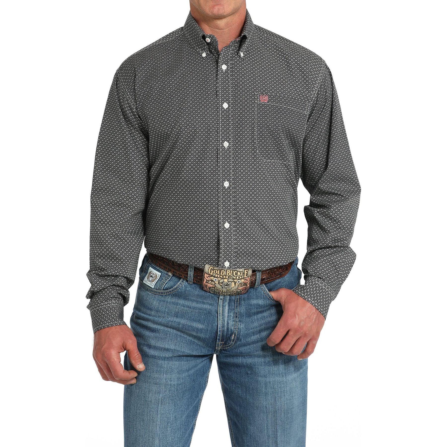 Men's Cinch Grey/Black Long Sleeve shirt MTW1105914 - Crazy House Western Wear