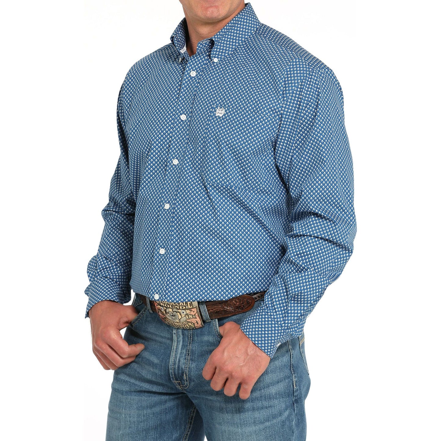 Men's Cinch Geo Print Royal Blue Long Sleeve Button Up MTW1105928 - Crazy House Western Wear