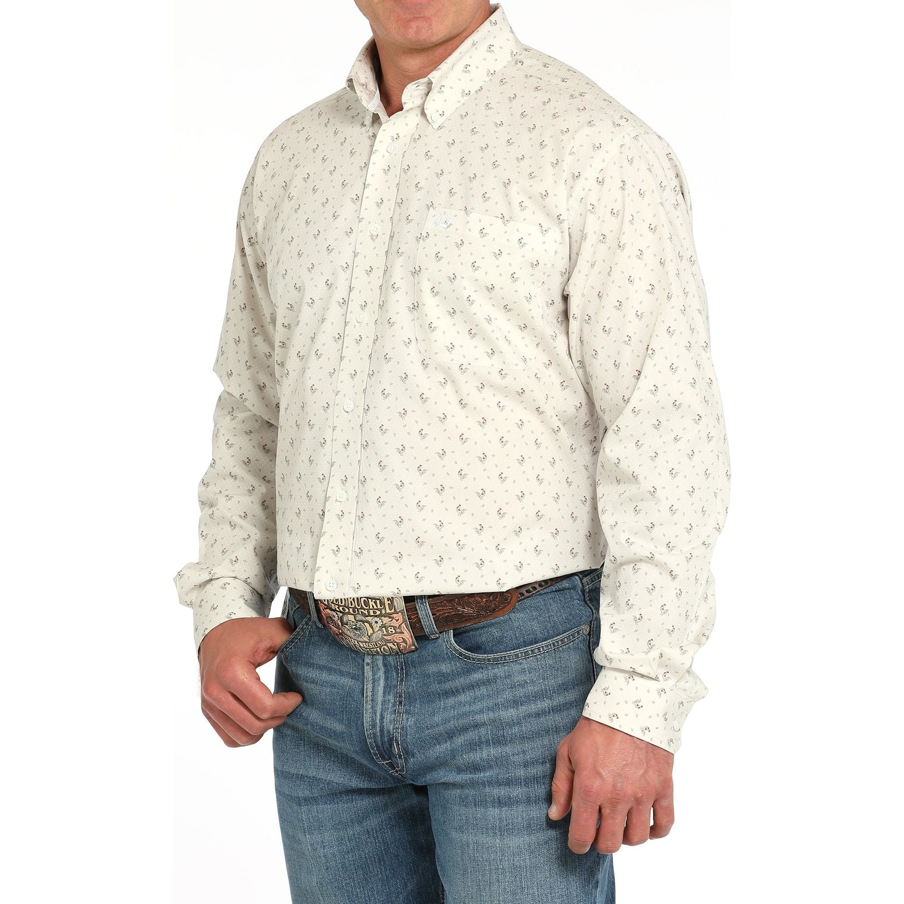 Men's Cinch Rooster Print Long Sleeve Shirt MTW1105933 - Crazy House Western Wear