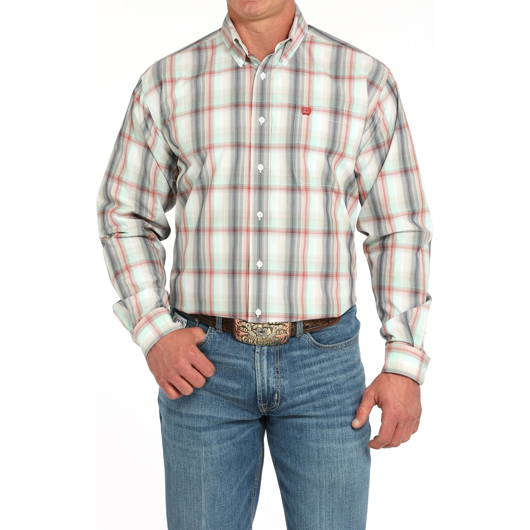 Men's Cinch Classic Long Sleeve Button Down Plaid Shirt MTW1105934 - Crazy House Western Wear