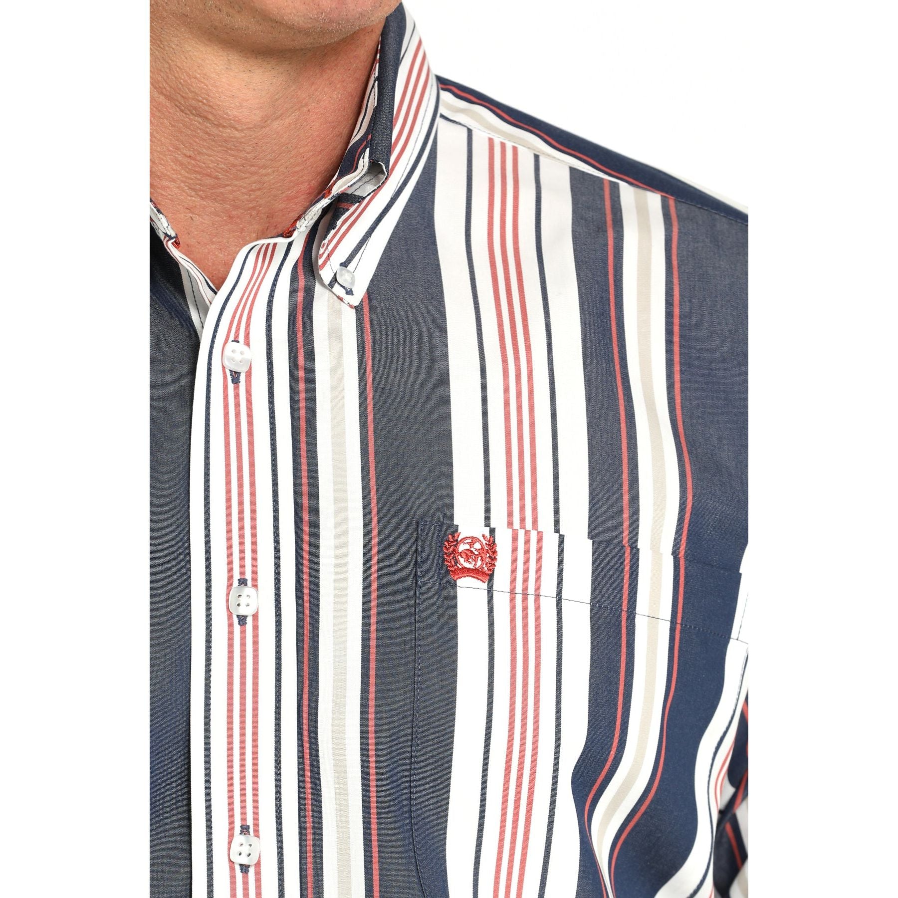 Men's Cinch Navy Striped Shirt MTW1105938 - Crazy House Western Wear