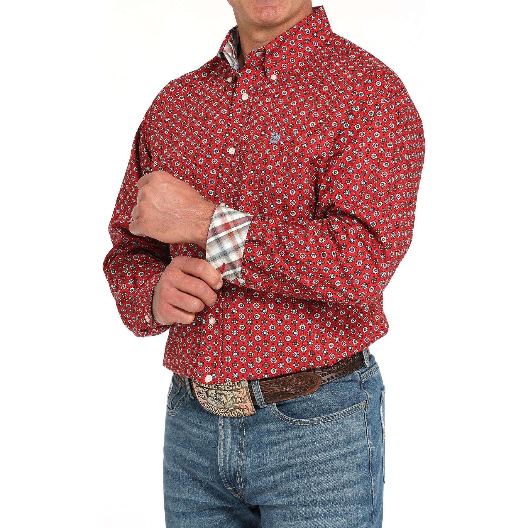 Men's Cinch Long Sleeve Red Printed Button Down Western Shirt MTW1105945-RED - Crazy House Western Wear