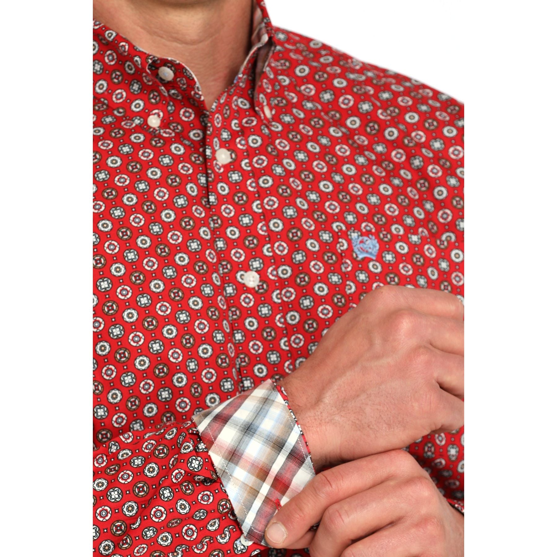 Men's Cinch Long Sleeve Red Printed Button Down Western Shirt MTW1105945-RED - Crazy House Western Wear