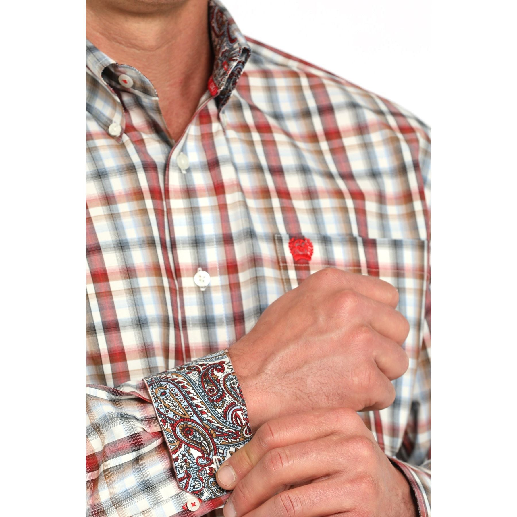 Men's Cinch Long Sleeve Plaid Button Up MTW1105946-CRE - Crazy House Western Wear