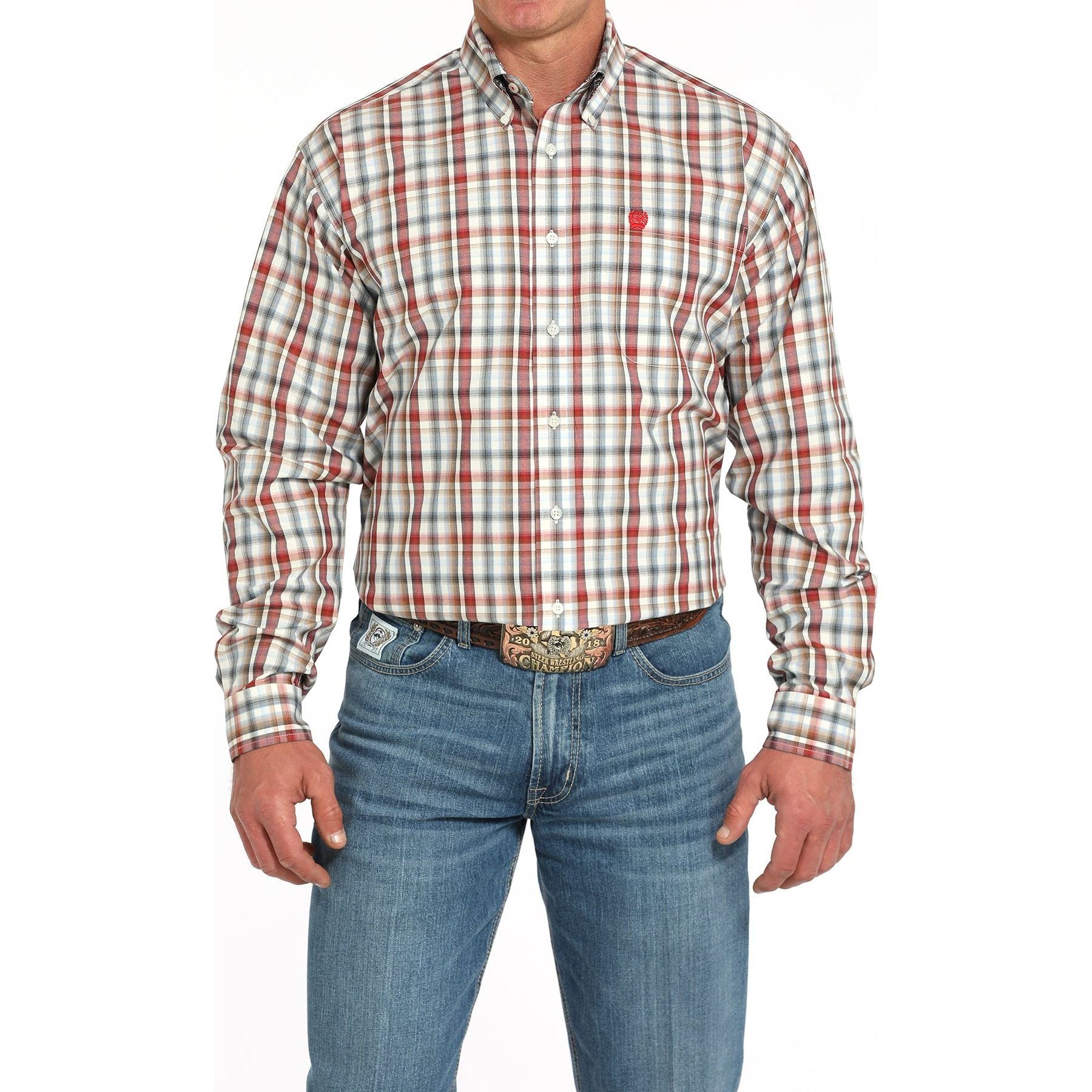 Men's Cinch Long Sleeve Plaid Button Up MTW1105946-CRE - Crazy House Western Wear