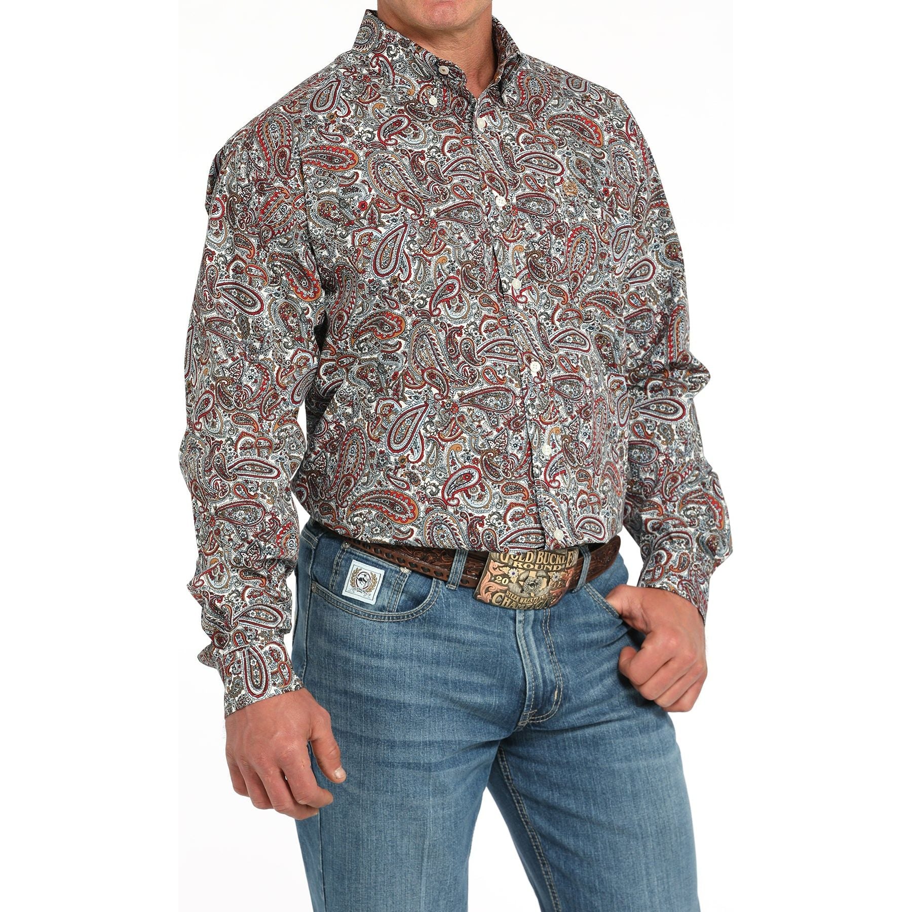 Men's Cinch Paisley Print Long Sleeve Button Down Shirt MTW1105947-MUL - Crazy House Western Wear