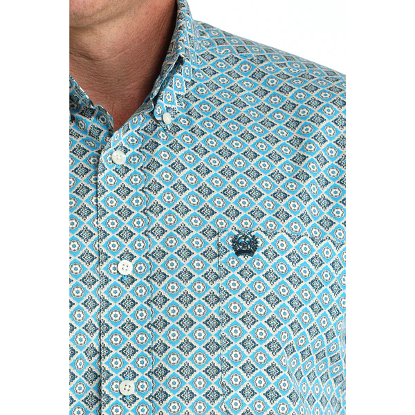 Men's Cinch Blue Print Long SLeeve Button Down Shirt MTW1105955 - Crazy House Western Wear