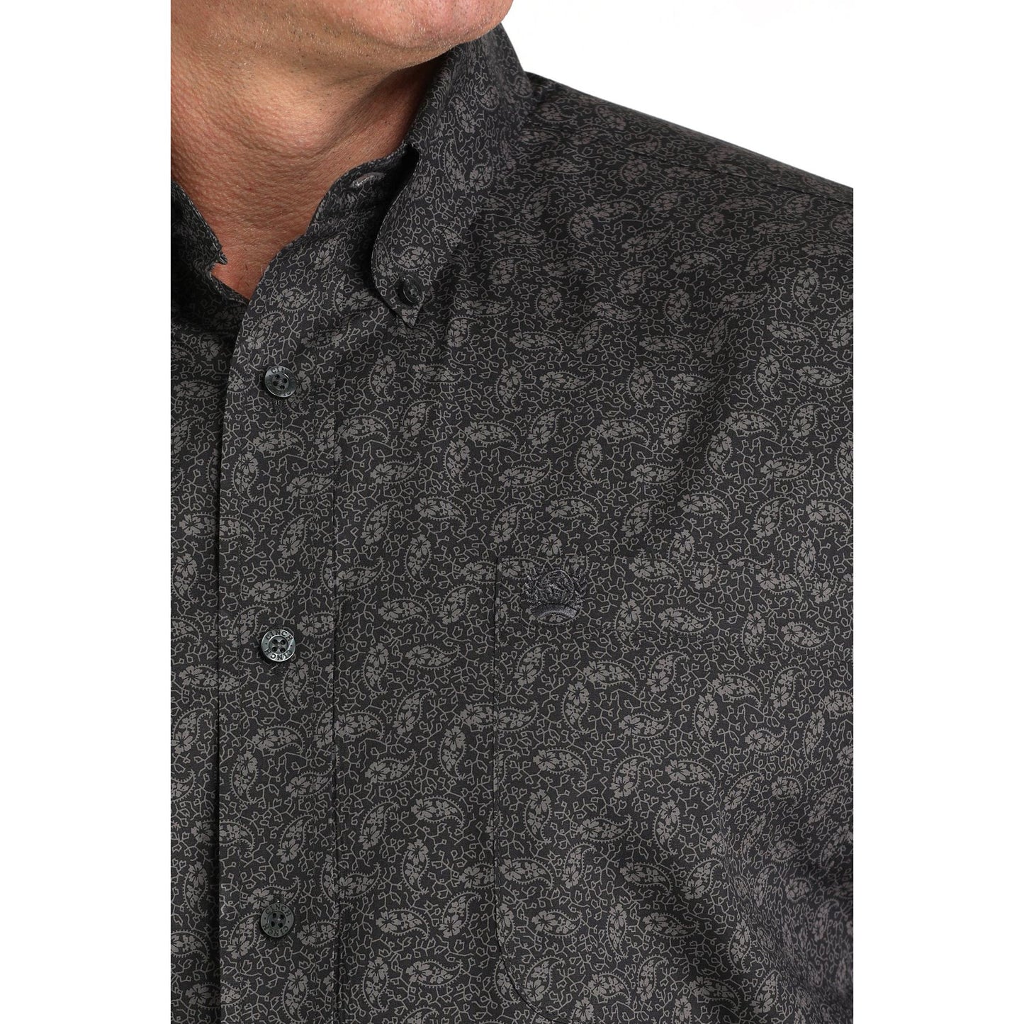 Men's Cinch Charcoal Paisley Print Classic Fit Button Down Shirt MTW1105959