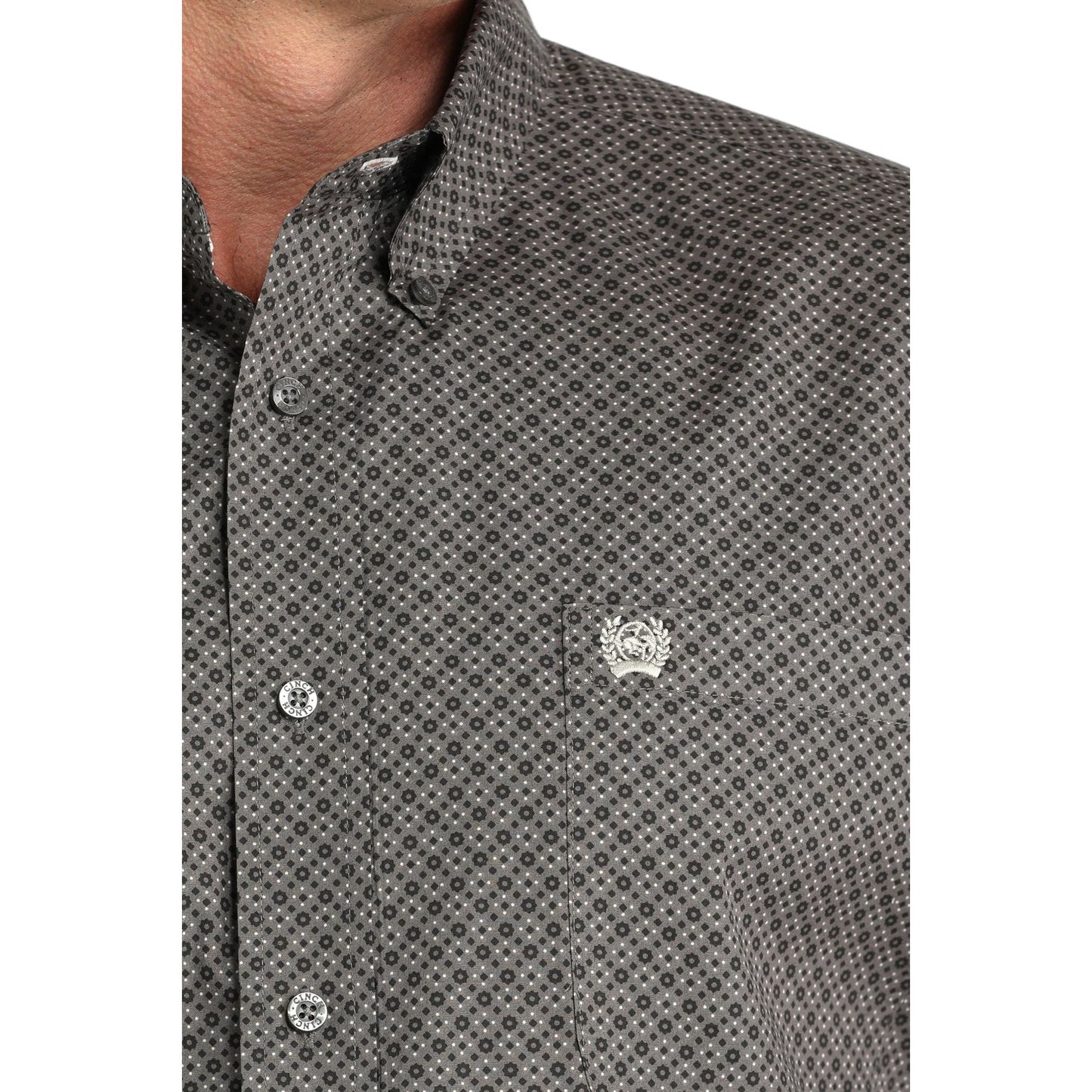 Men's Cinch Gray Geometric Print Shirt MTW1105960