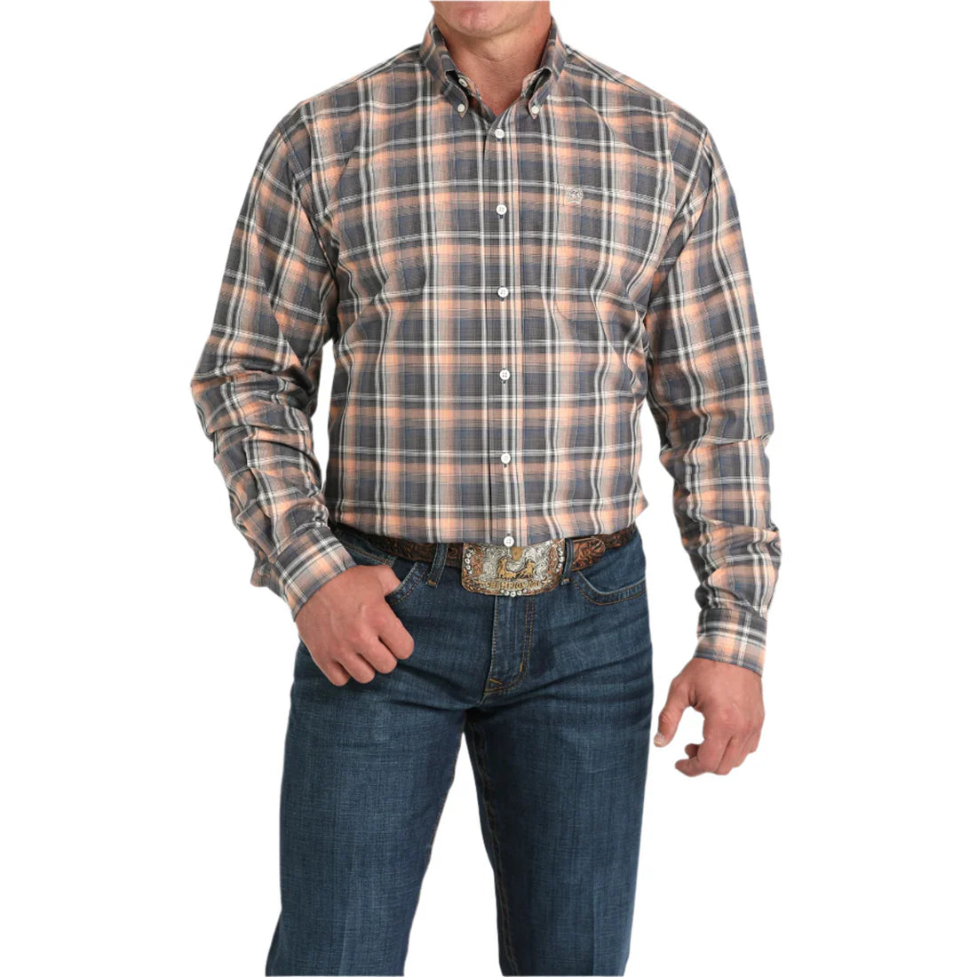 Men's Cinch Multi Color Plaid Print Button Down Shirt MTW1105965 - Crazy House Western Wear