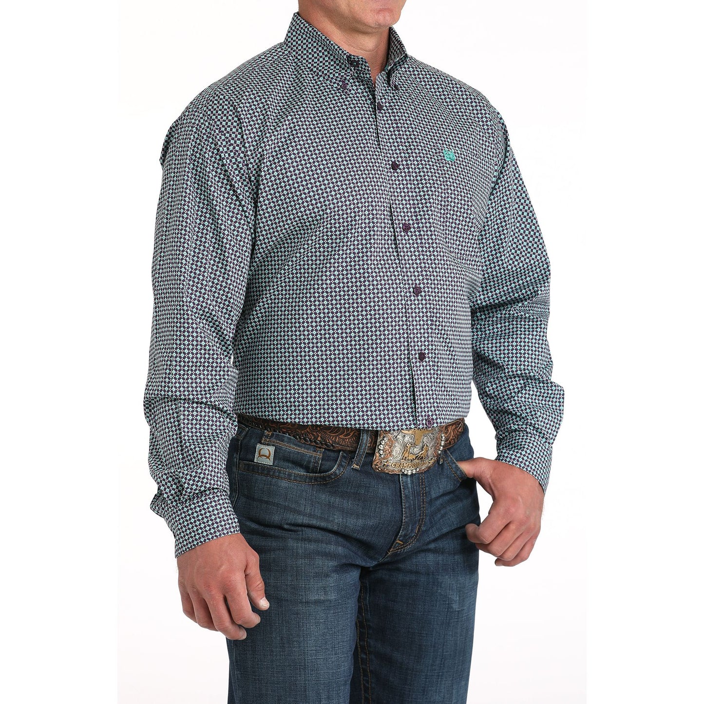 Men's Cinch Geometric Print Long Sleeve Shirt MTW1105972