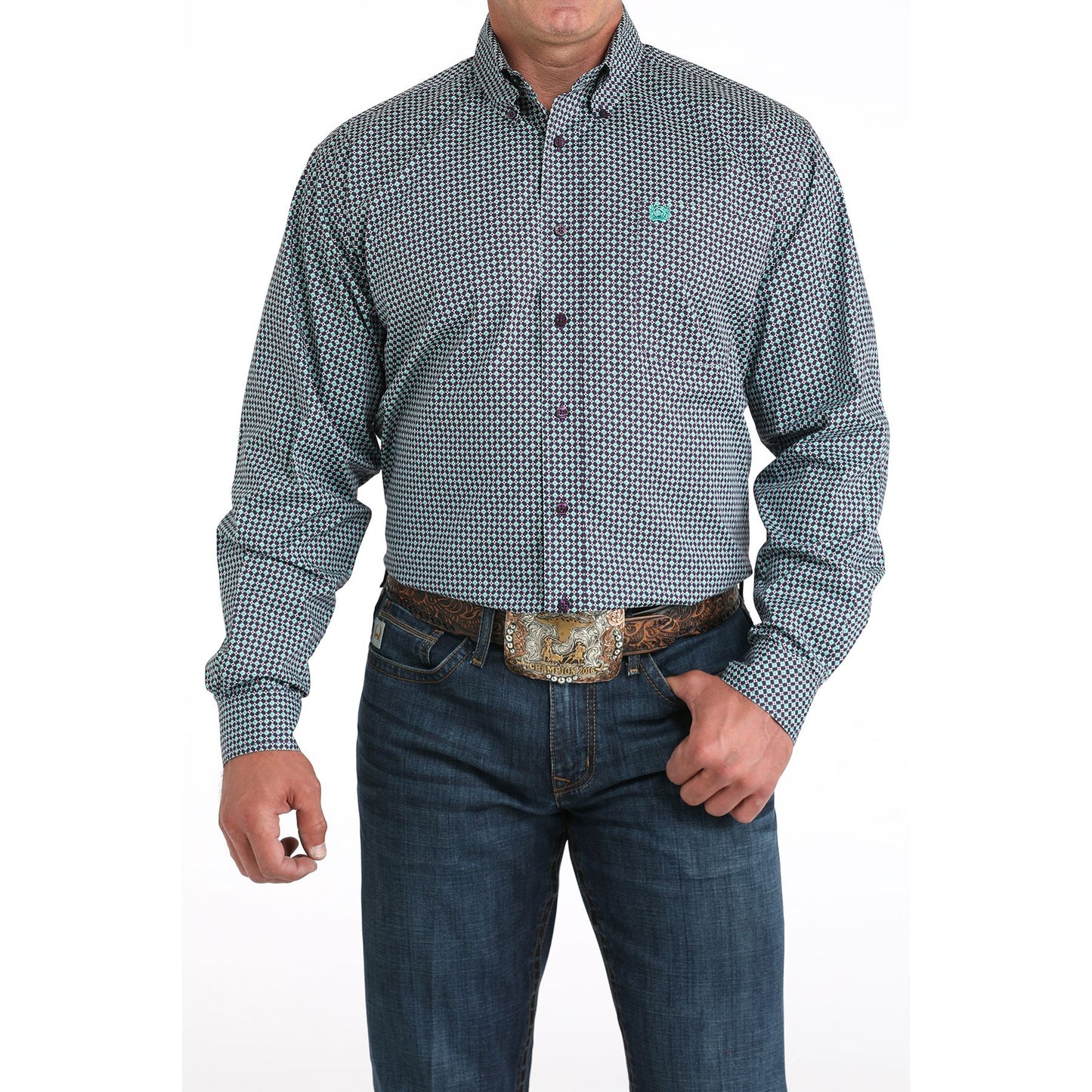 Men's Cinch Geometric Print Long Sleeve Shirt MTW1105972