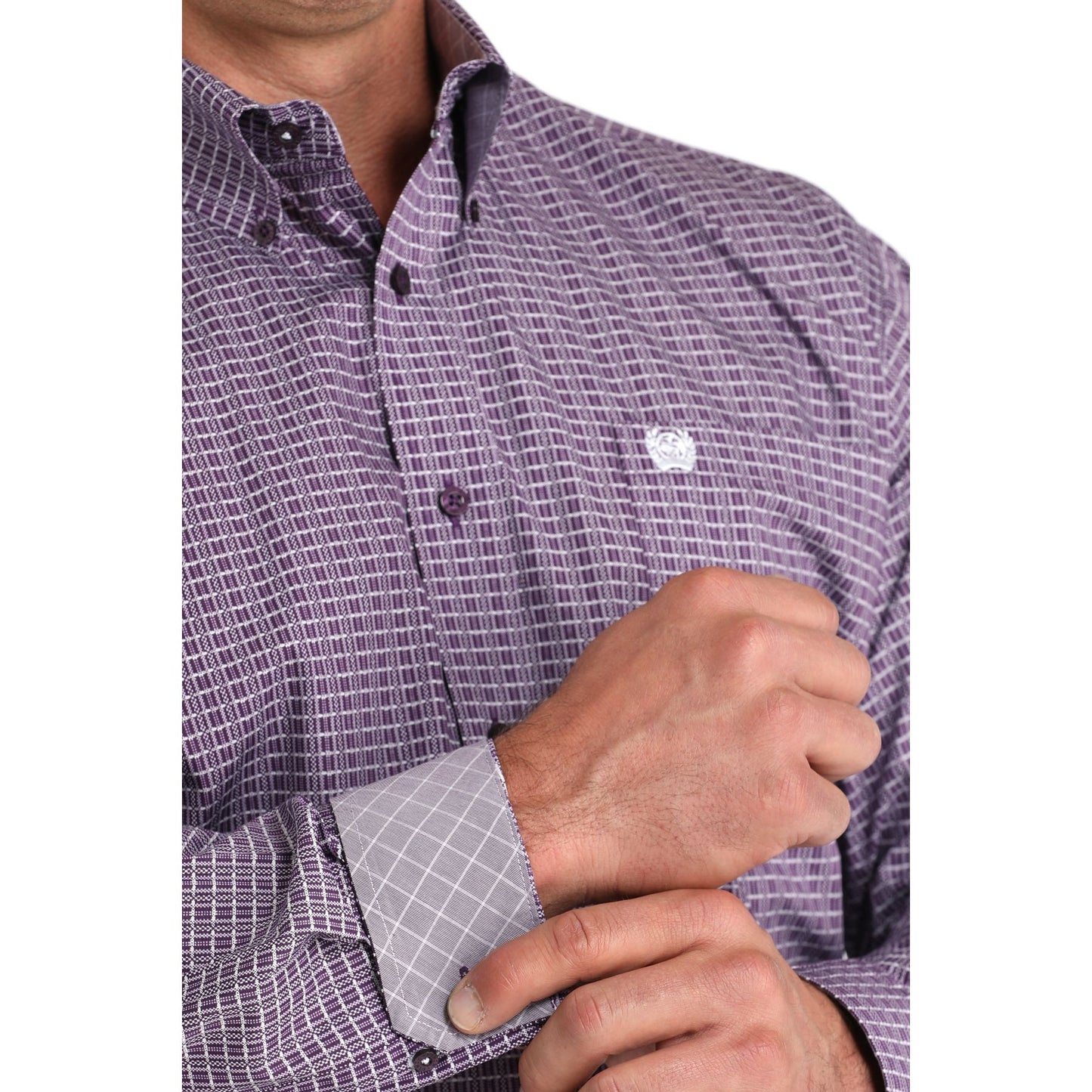 Men's Cinch Purple Plaid Print Western Shirt MTW1105975
