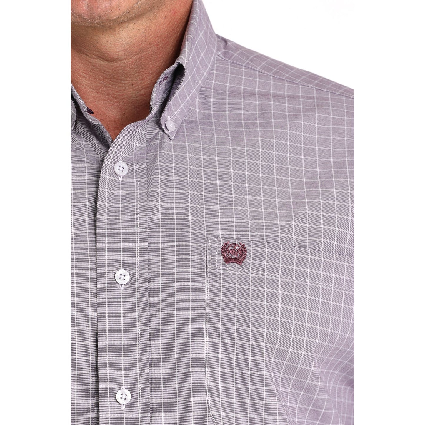 Men's Cinch Light Purple Plaid Print Western Shirt MTW1105976