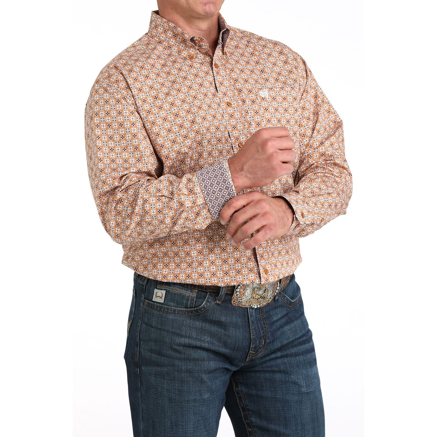 Men's Cinch Purple and Brown Western Long Sleeve Shirt MTW1105979