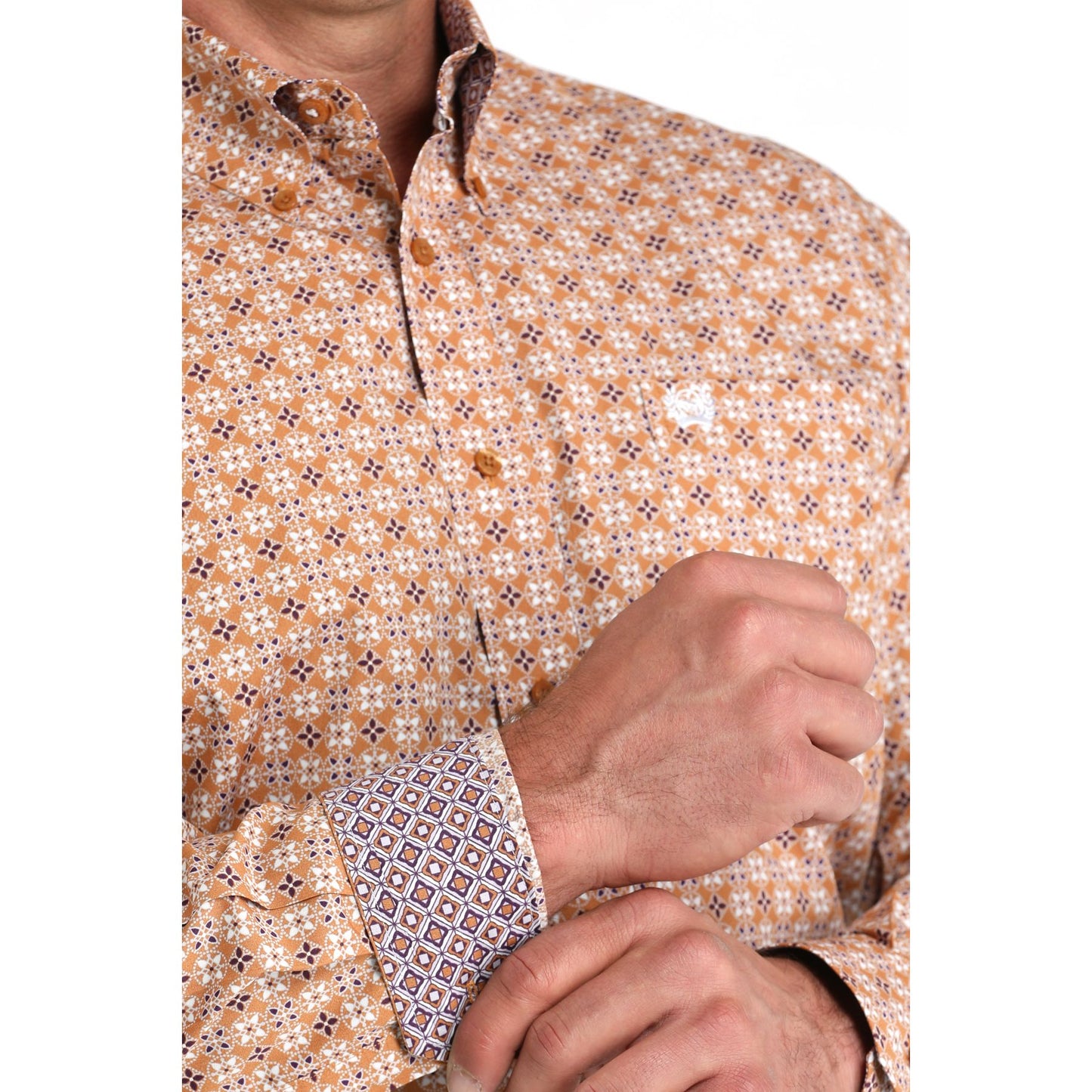 Men's Cinch Purple and Brown Western Long Sleeve Shirt MTW1105979