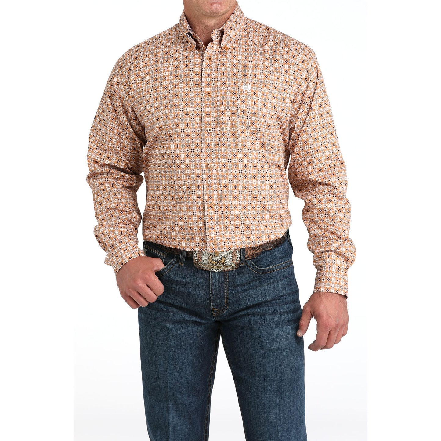 Men's Cinch Purple and Brown Western Long Sleeve Shirt MTW1105979