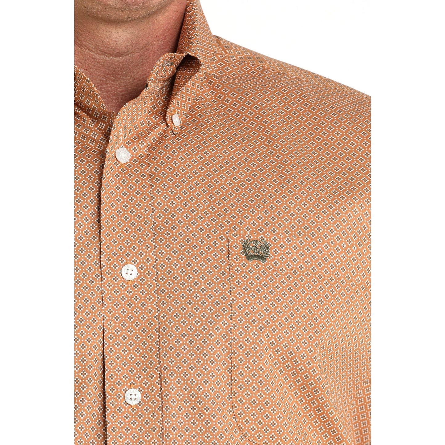 Men's Cinch Brown Print Long Sleeve Button Down Shirt MTW1105980