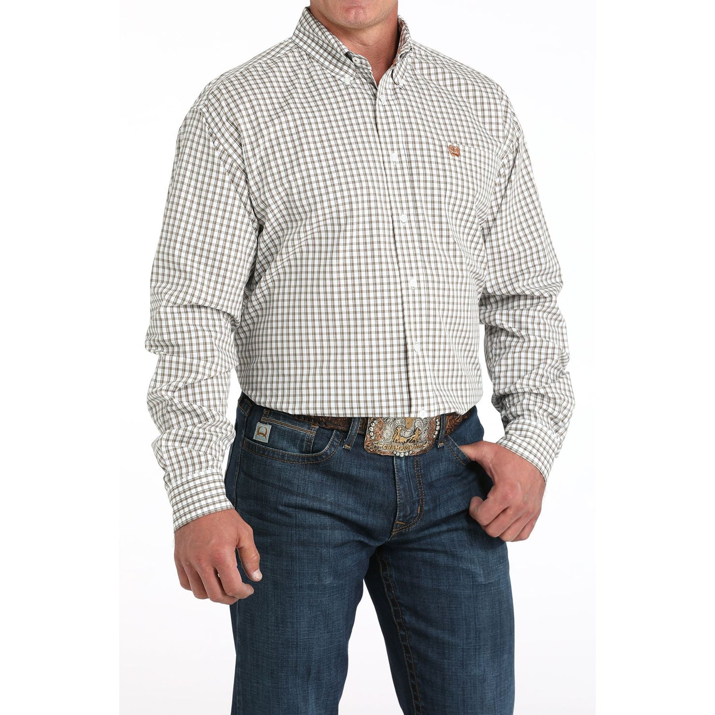 Men's Cinch Plaid Button Up Long Sleeve Shirt MTW1105983