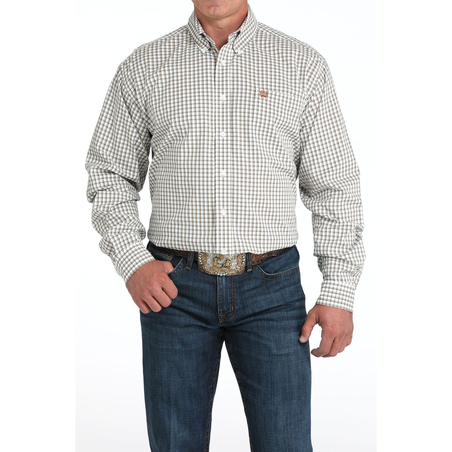 Men's Cinch Plaid Button Up Long Sleeve Shirt MTW1105983