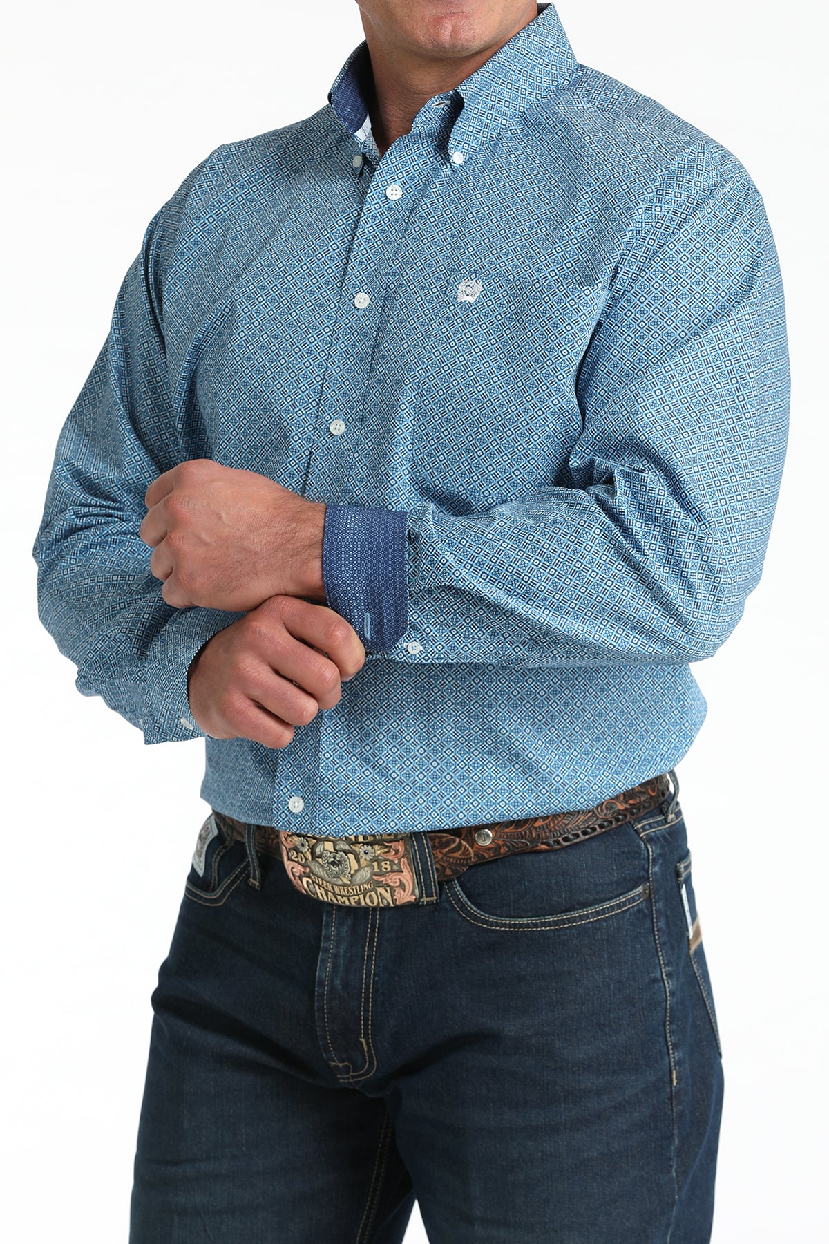 Men's Cinch Blue Button Down Shirt MTW1106009