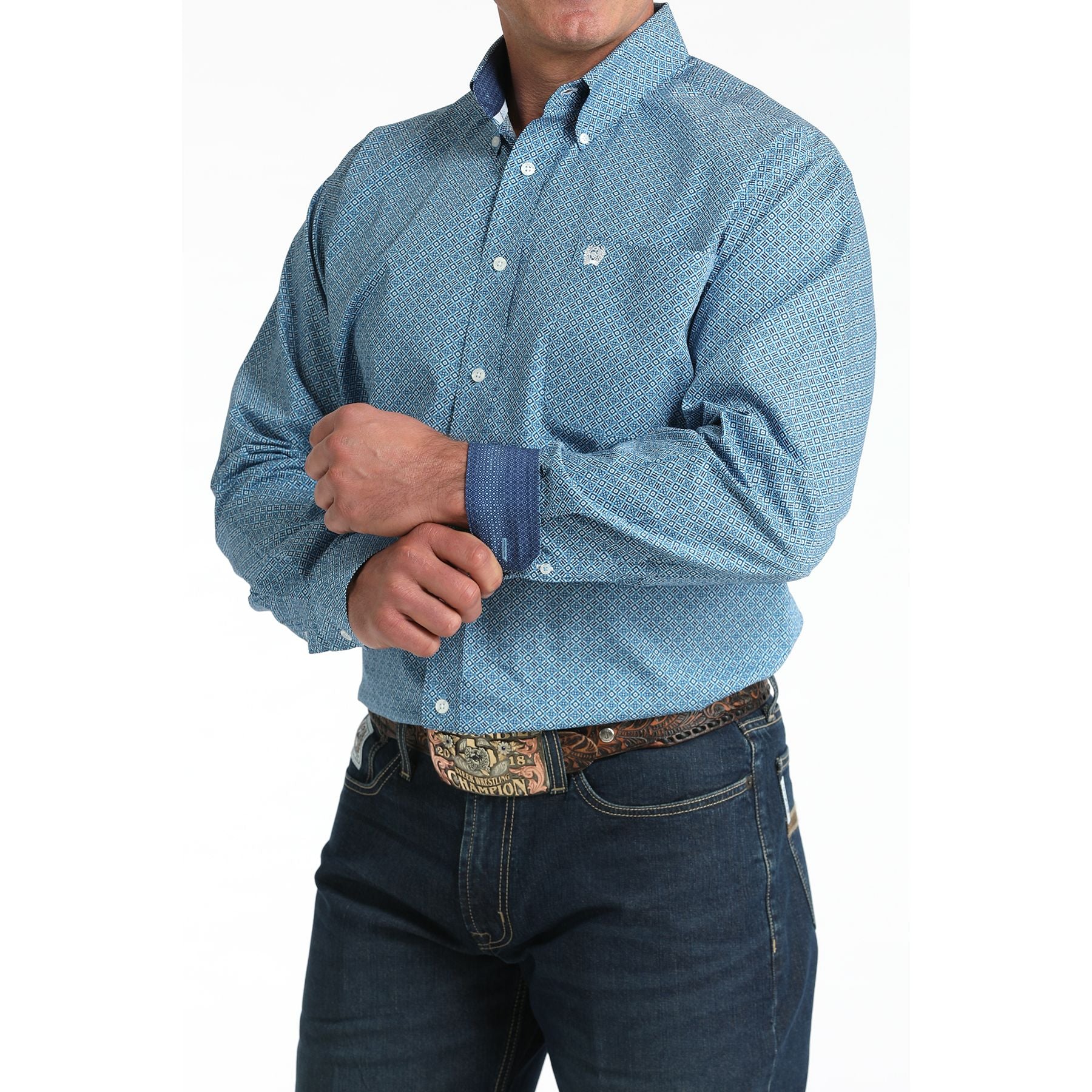 Men's Cinch Blue Button Down Shirt MTW1106009