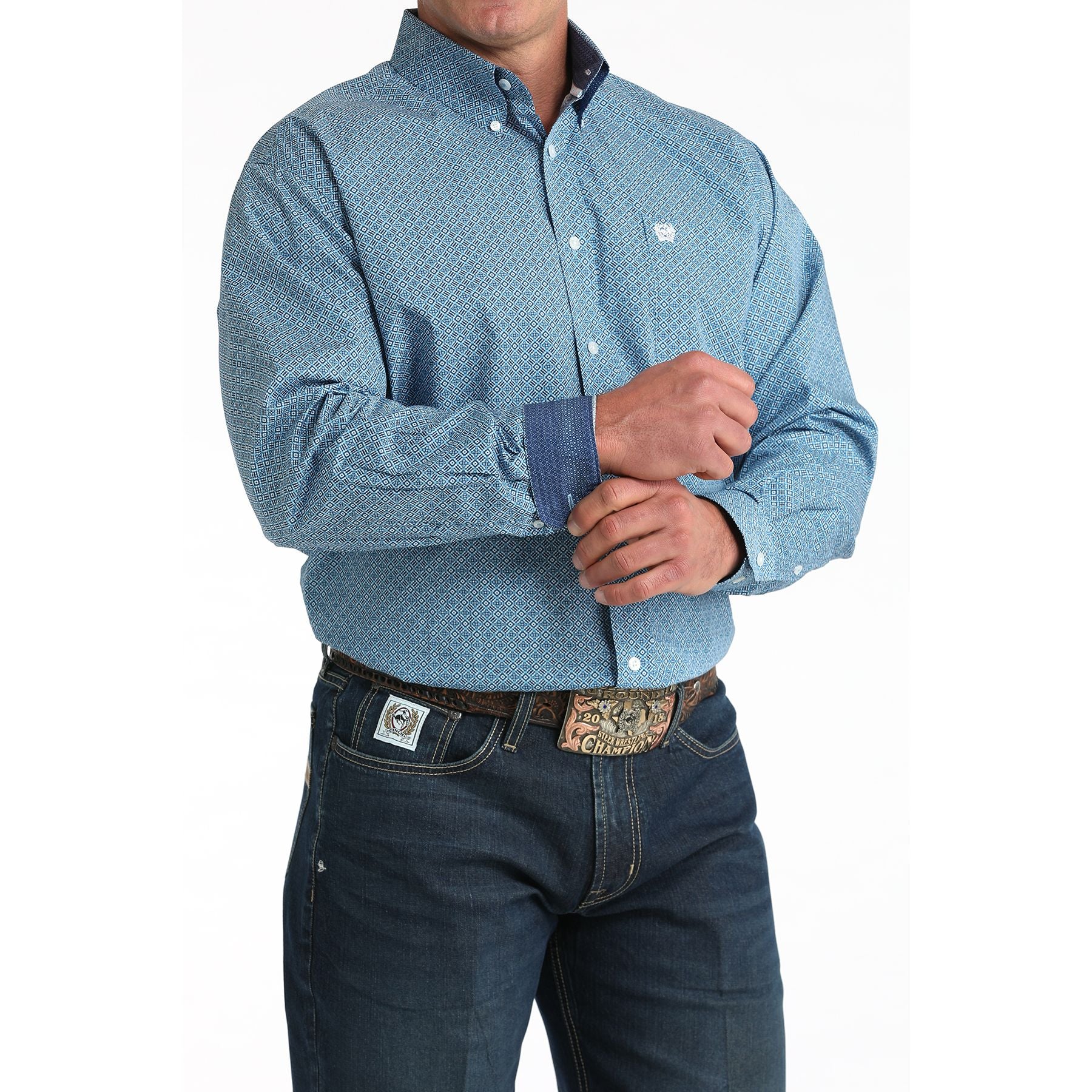 Men's Cinch Blue Button Down Shirt MTW1106009