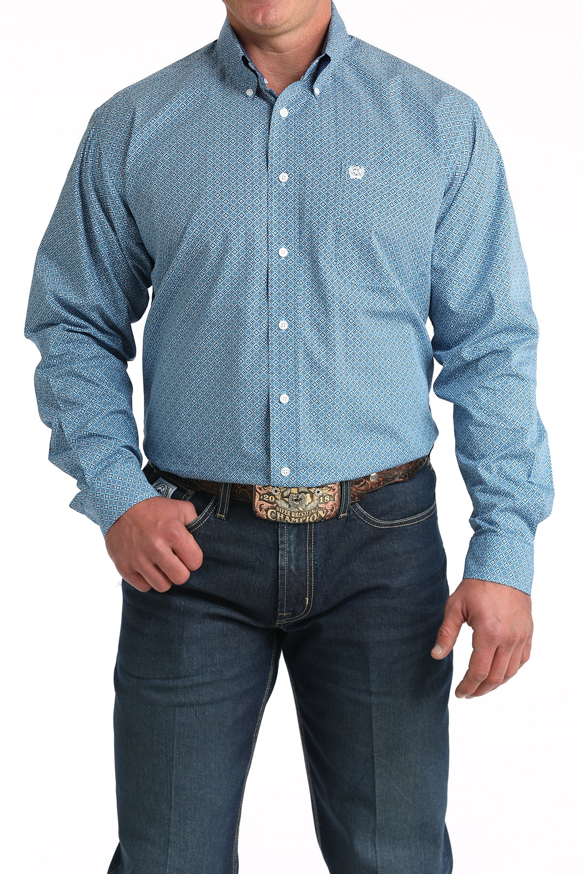 Men's Cinch Blue Button Down Shirt MTW1106009