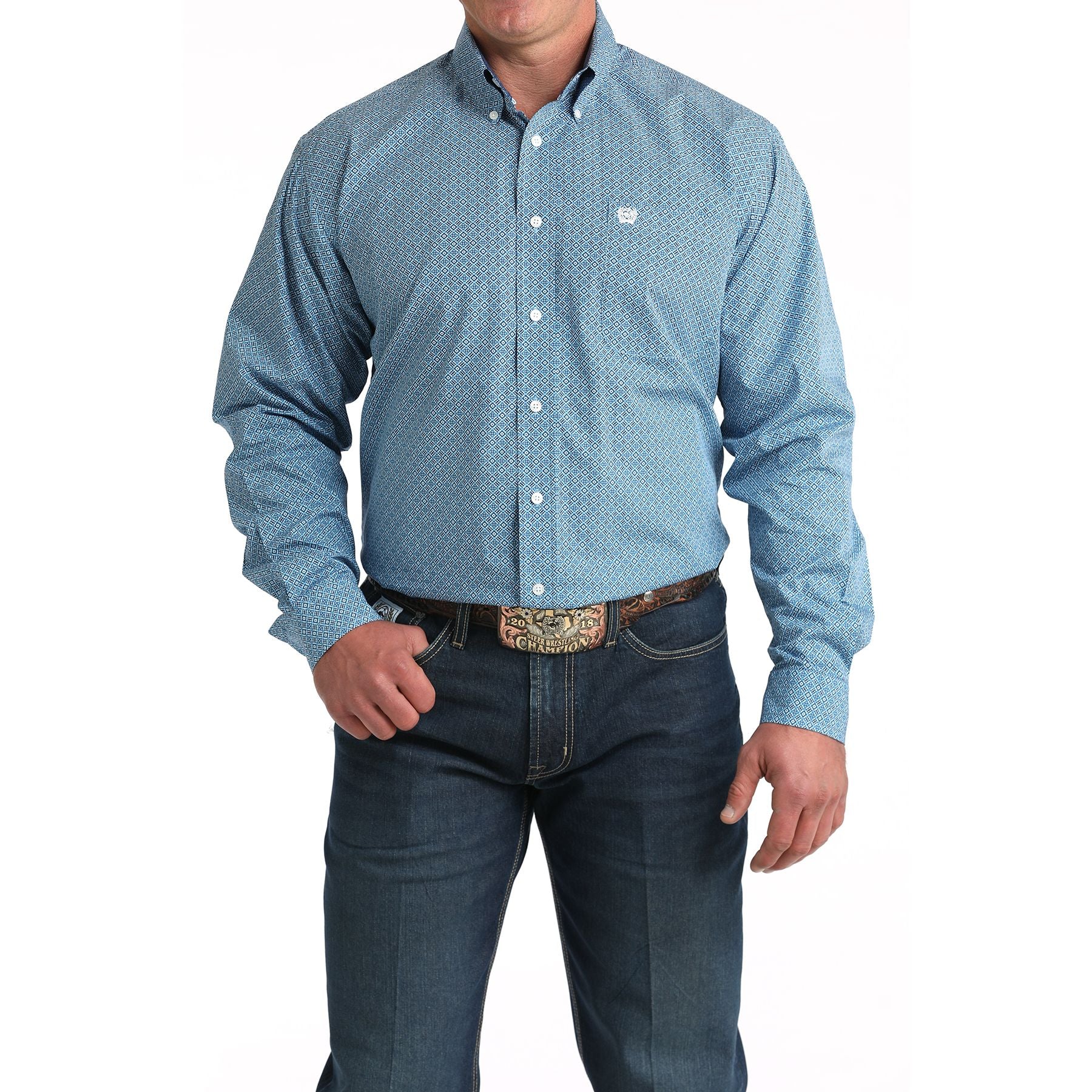 Men's Cinch Blue Button Down Shirt MTW1106009