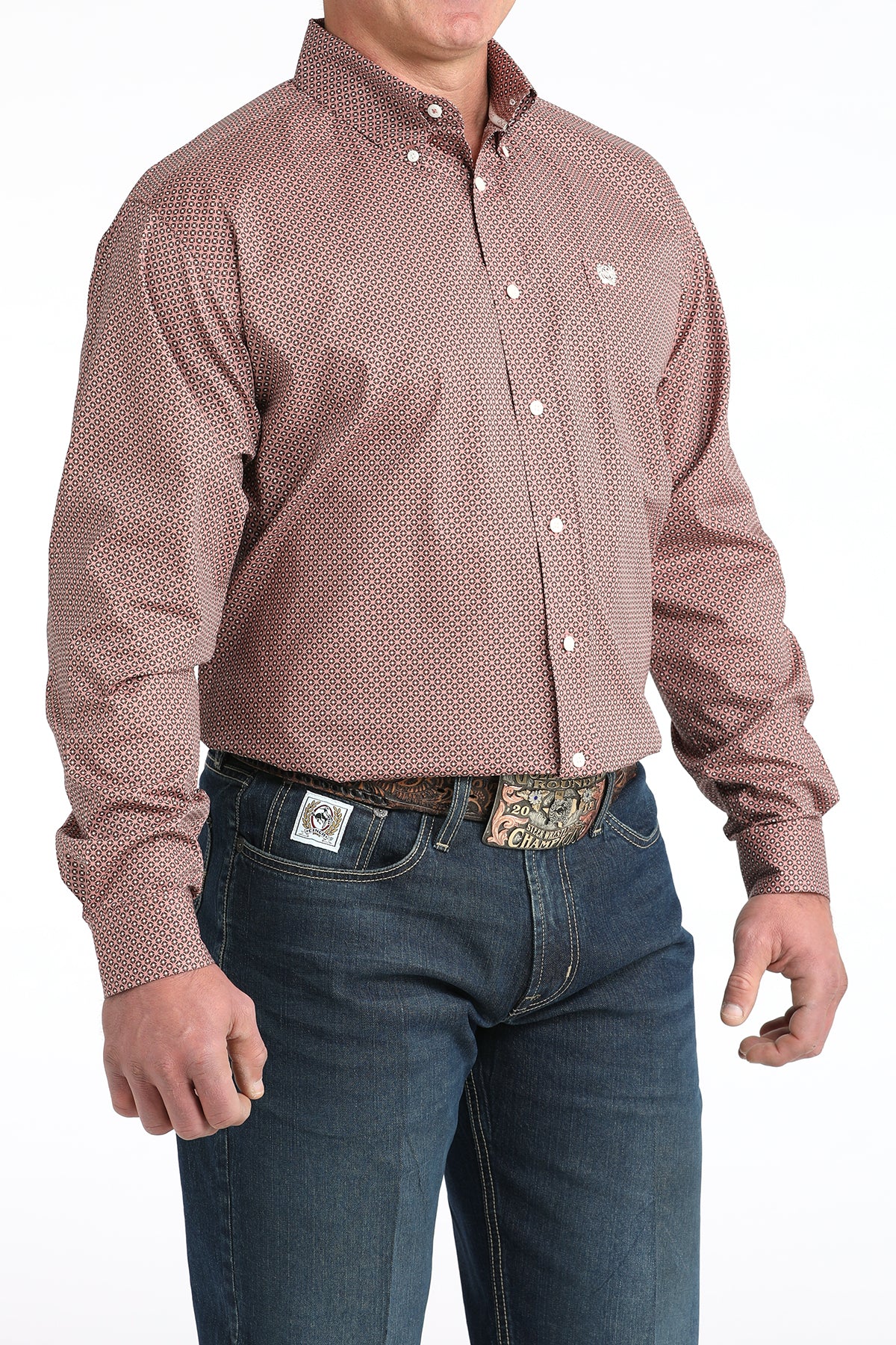 Men's Cinch Long Sleeve Button Up Patterned Top MTW1106017