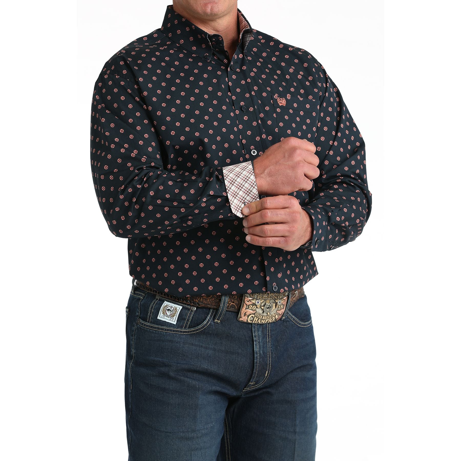 Men's Cinch Long Sleeve Patterned Button Up Shirt MTW1106018