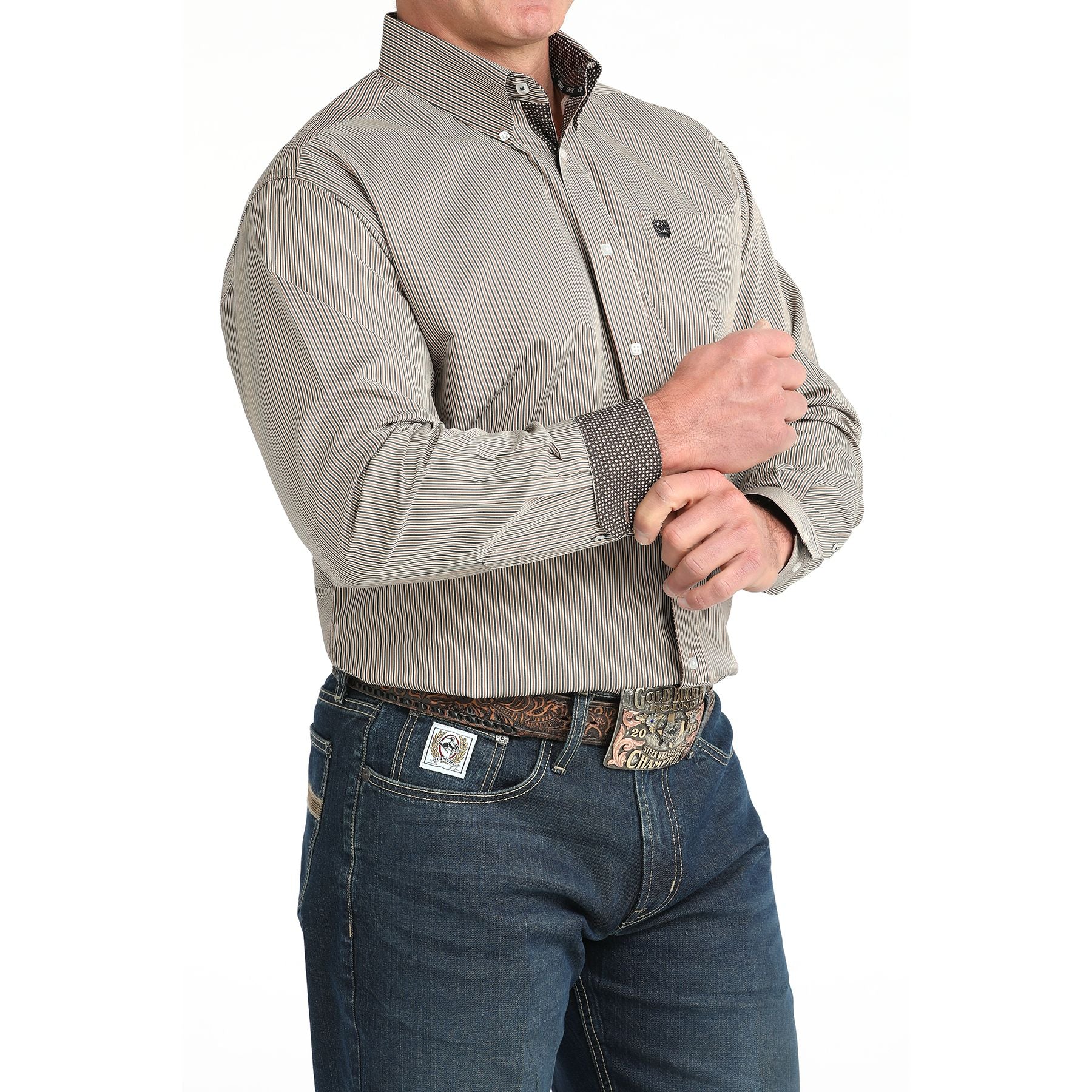 Men's Cinch Long Sleeve Stripe Button Up Western Shirt MTW1106021