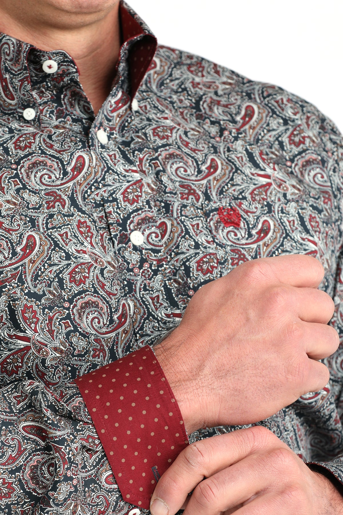 Men's Cinch Navy Printed Long Sleeve Button Up Shirt MTW1106023