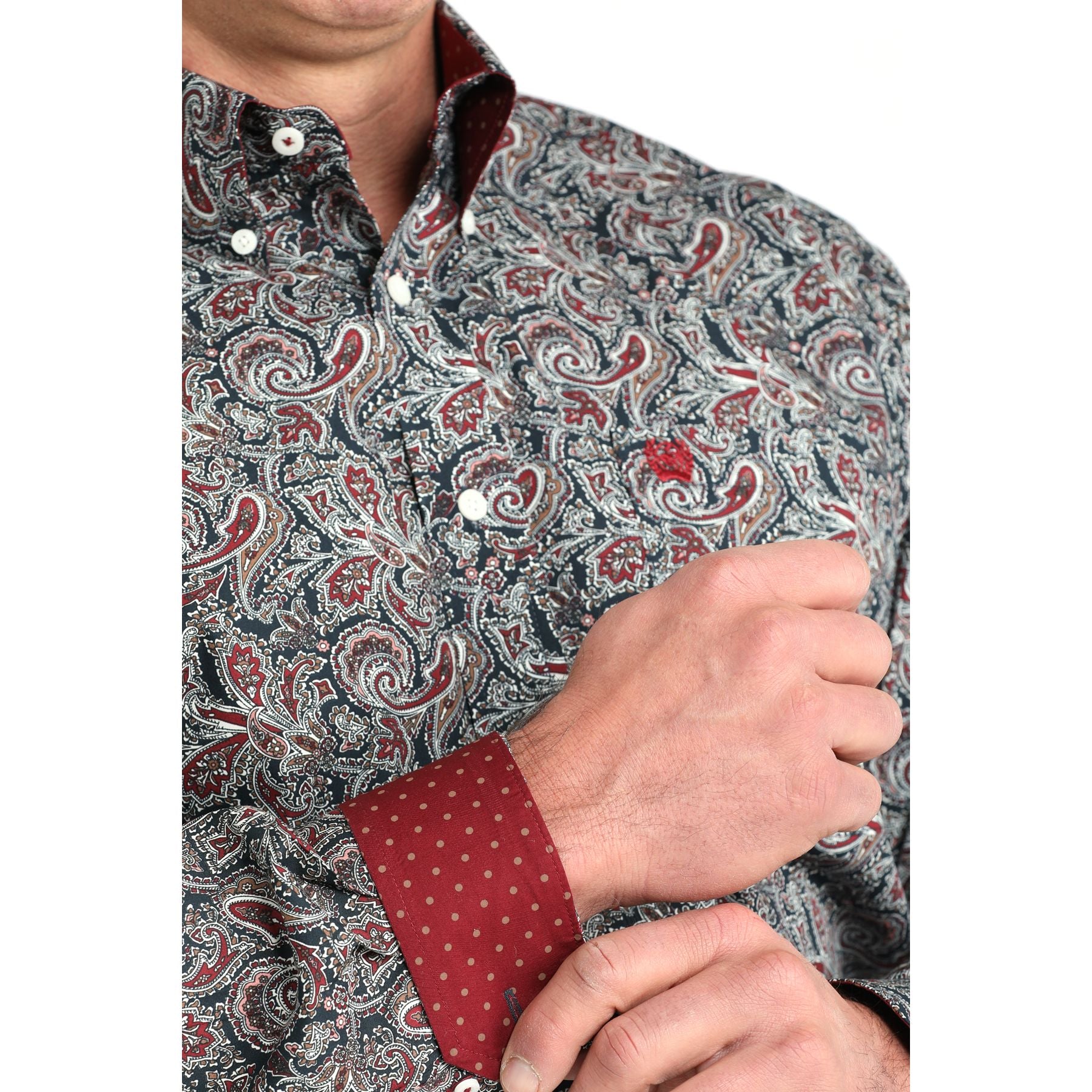 Men's Cinch Navy Printed Long Sleeve Button Up Shirt MTW1106023