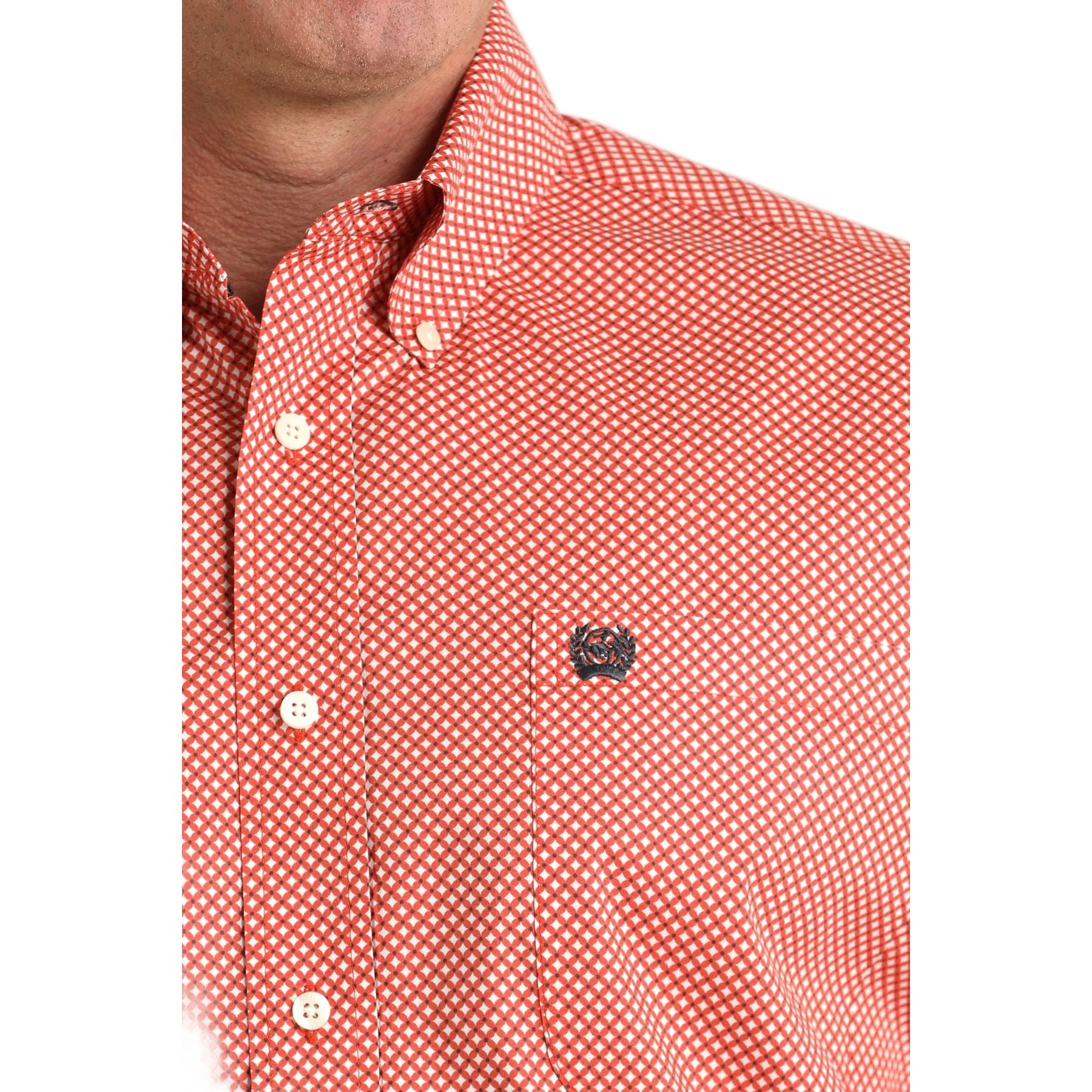 Men's Cinch Red Geo Print Button Down Shirt MTW1106041