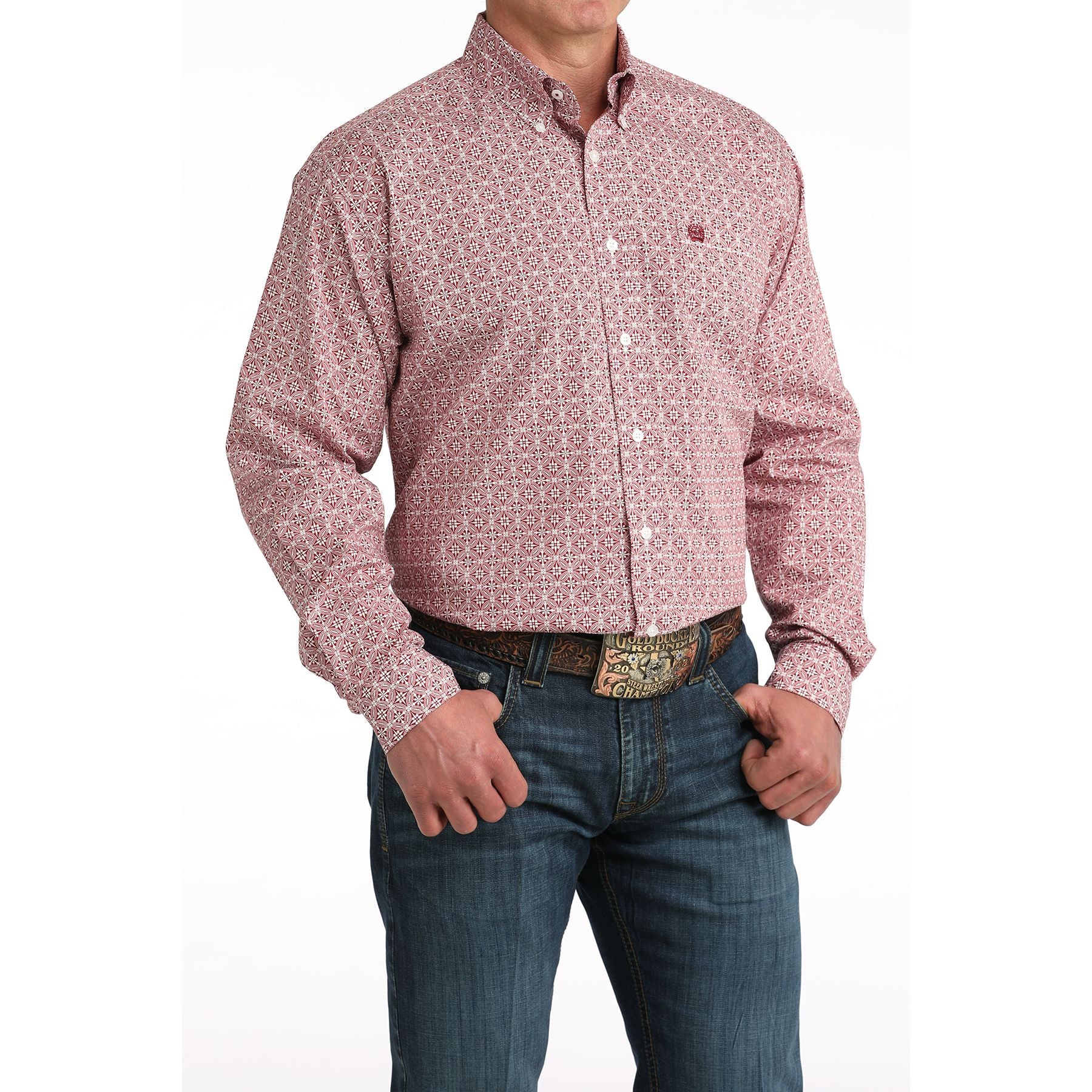 Men's Cinch Medallion Print Long Sleeve Button Down Shirt MTW1106052