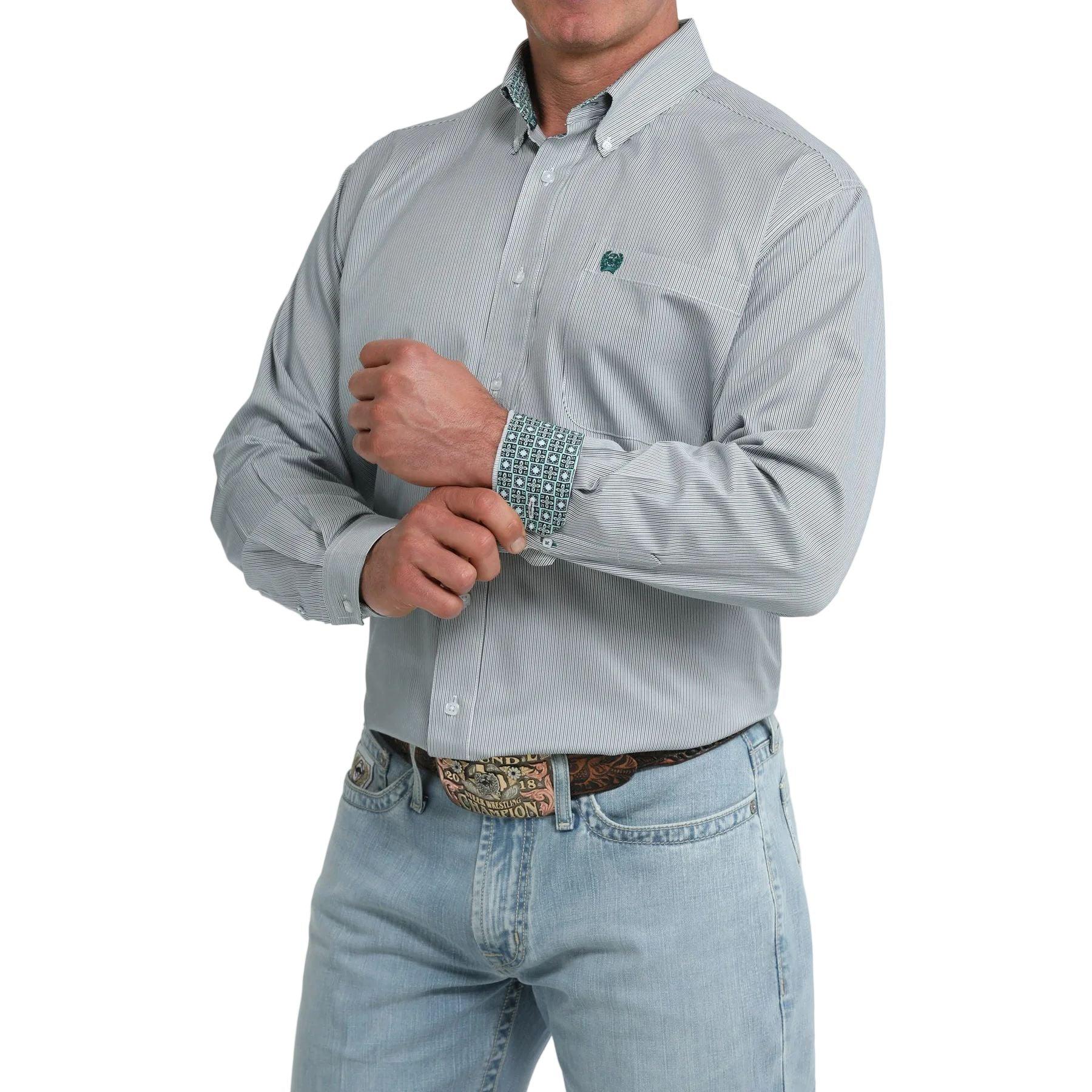 Men's Cinch Long Sleeve Striped Classic Fit Button Down Shirt MTW1106113