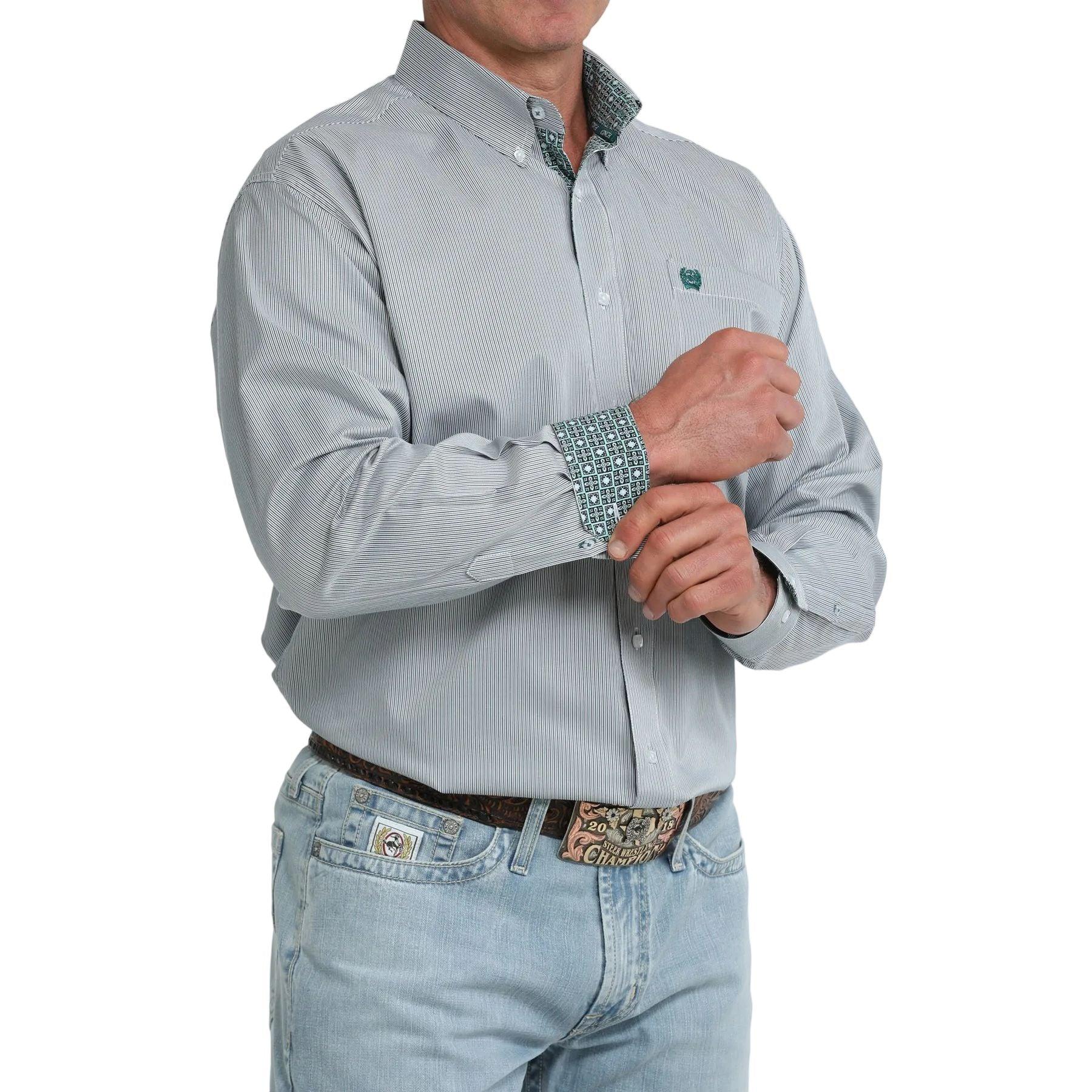 Men's Cinch Long Sleeve Striped Classic Fit Button Down Shirt MTW1106113
